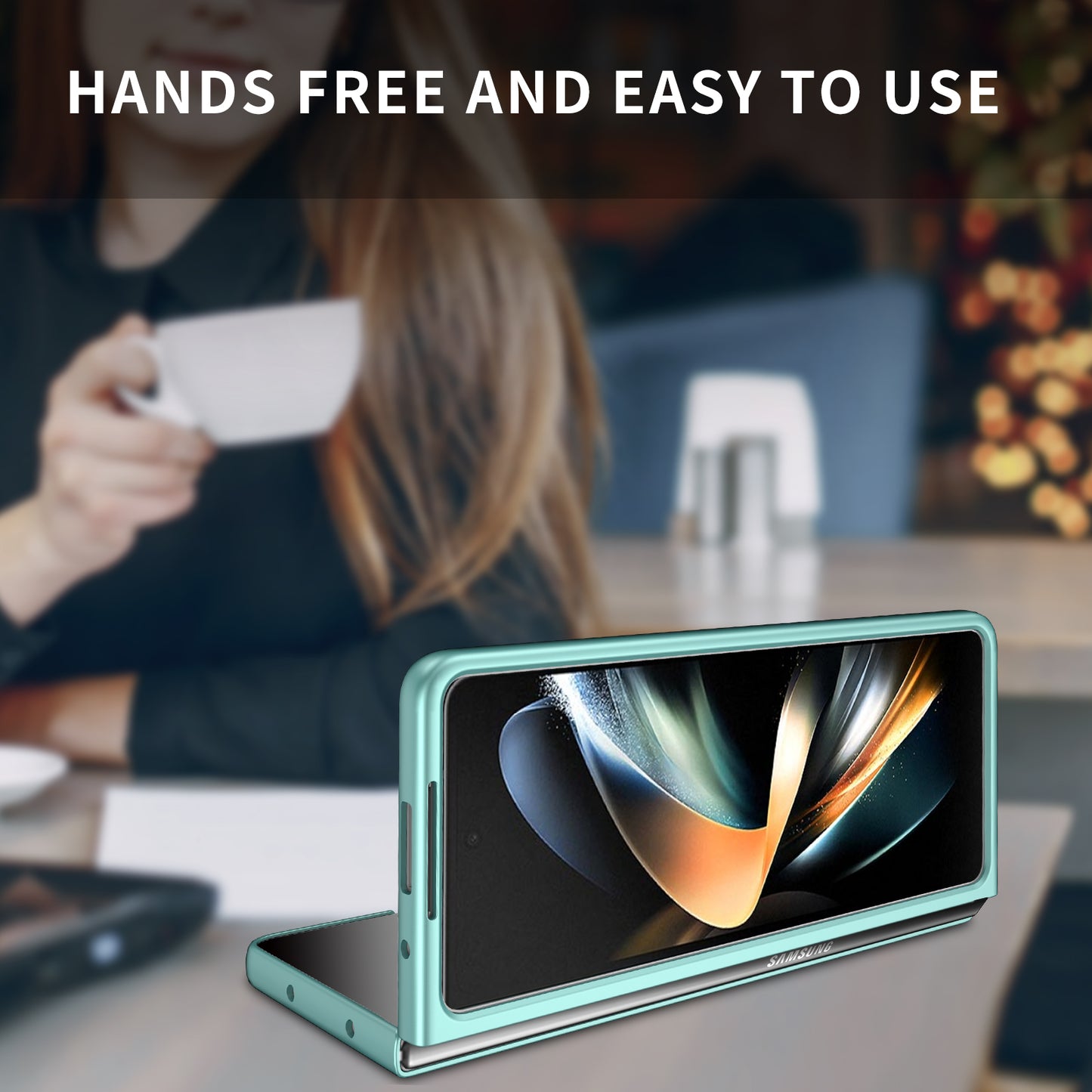 Uniqkart for Samsung Galaxy Z Fold5 5G Hard PC Anti-drop Cover Folding Phone Protective Case - Green