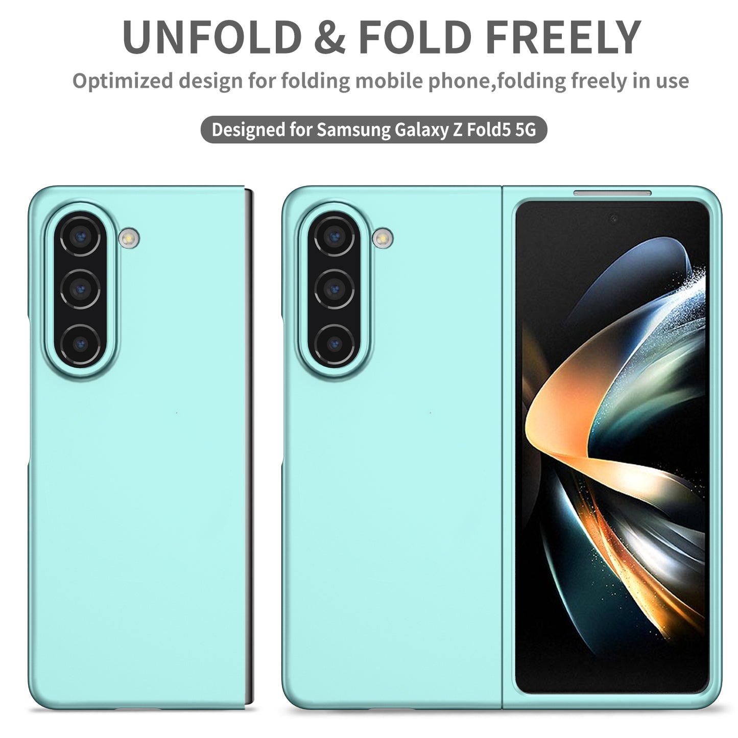 Uniqkart for Samsung Galaxy Z Fold5 5G Hard PC Anti-drop Cover Folding Phone Protective Case - Green