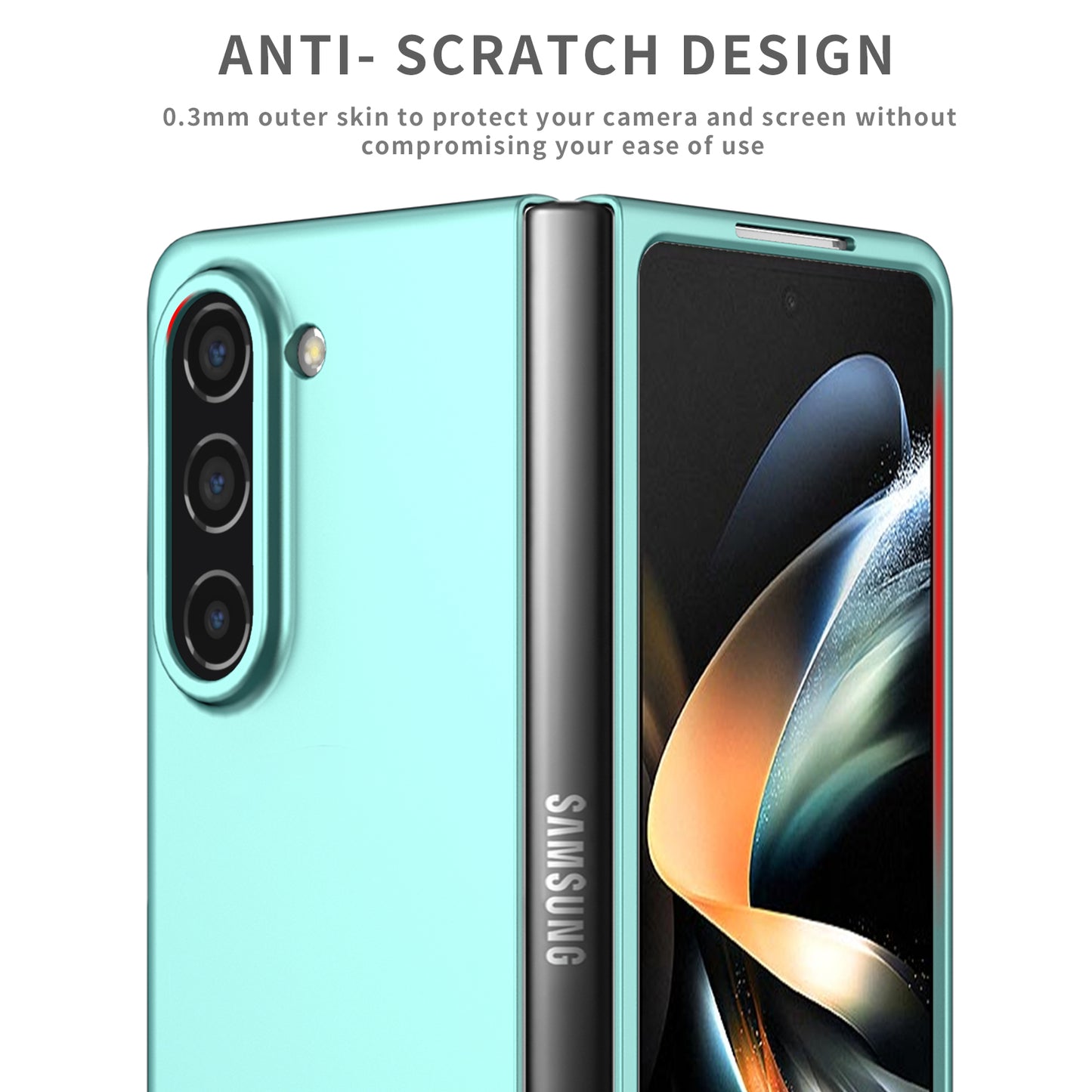 Uniqkart for Samsung Galaxy Z Fold5 5G Hard PC Anti-drop Cover Folding Phone Protective Case - Green