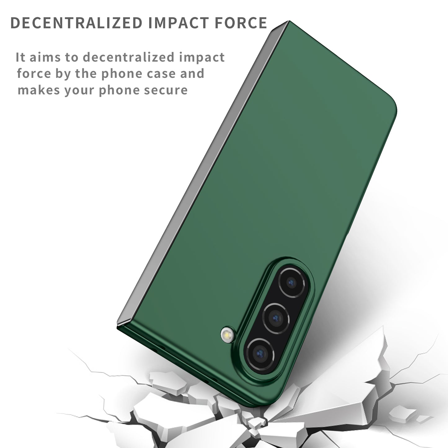 Uniqkart for Samsung Galaxy Z Fold5 5G Hard PC Anti-drop Cover Folding Phone Protective Case - Blackish Green