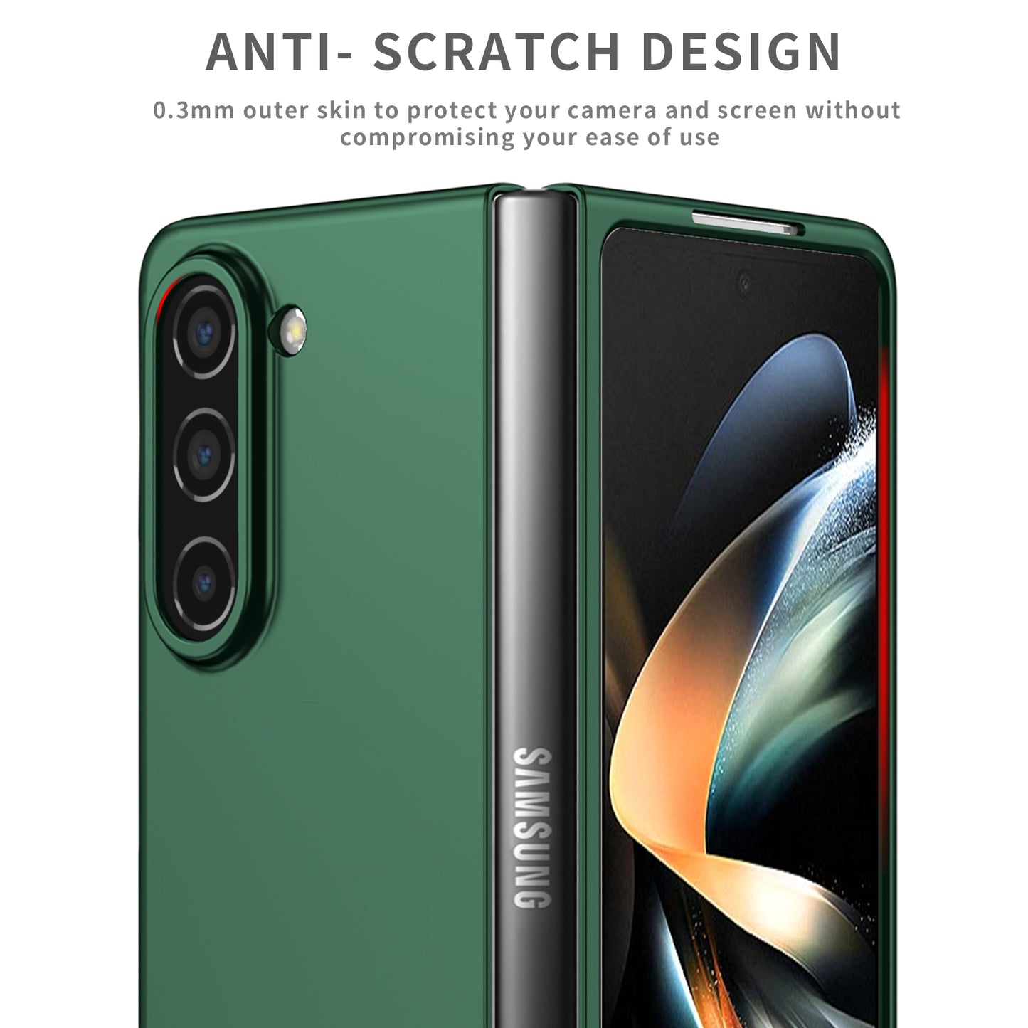 Uniqkart for Samsung Galaxy Z Fold5 5G Hard PC Anti-drop Cover Folding Phone Protective Case - Blackish Green