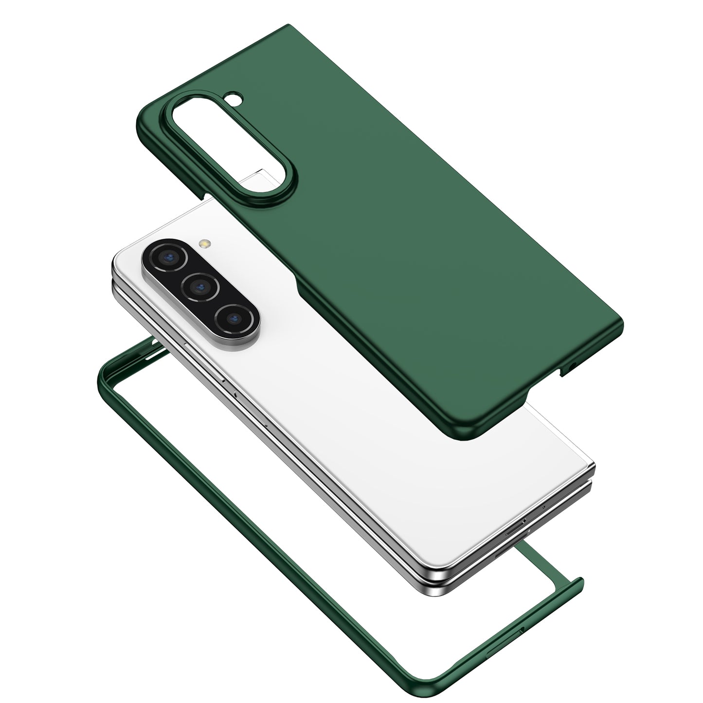 Uniqkart for Samsung Galaxy Z Fold5 5G Hard PC Anti-drop Cover Folding Phone Protective Case - Blackish Green
