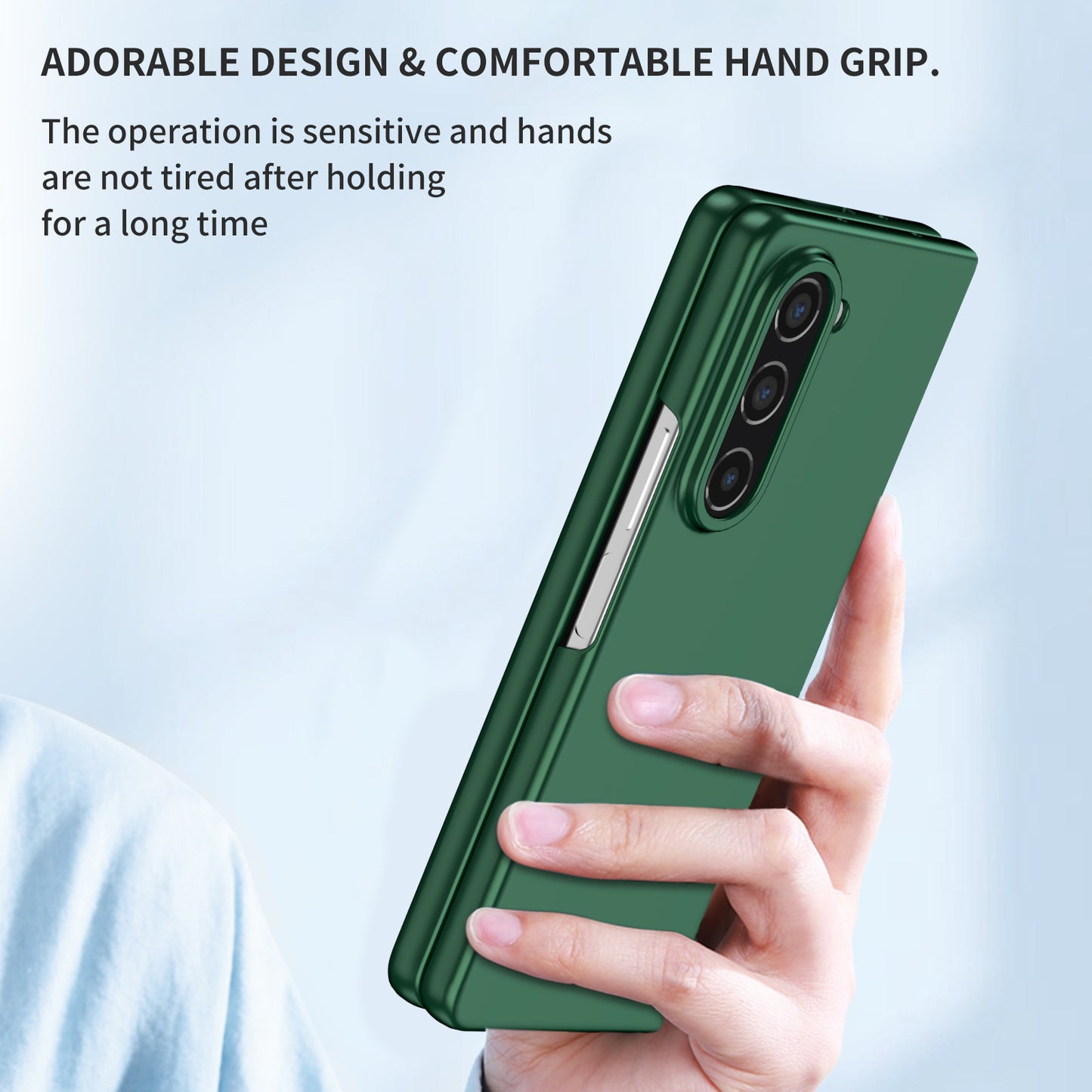 Uniqkart for Samsung Galaxy Z Fold5 5G Hard PC Anti-drop Cover Folding Phone Protective Case - Blackish Green