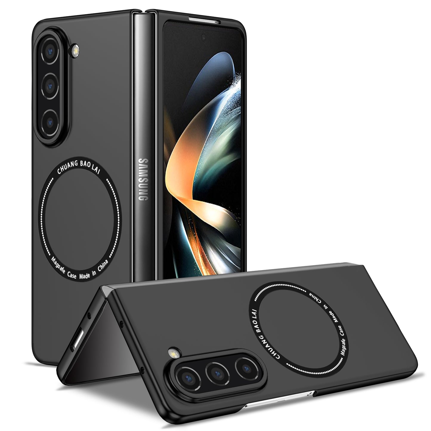 Uniqkart for Samsung Galaxy Z Fold5 5G Hard PC Phone Case Magnetic Cover Compatible with MagSafe - Black
