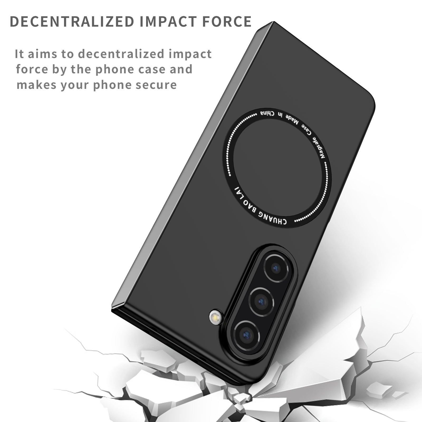 Uniqkart for Samsung Galaxy Z Fold5 5G Hard PC Phone Case Magnetic Cover Compatible with MagSafe - Black