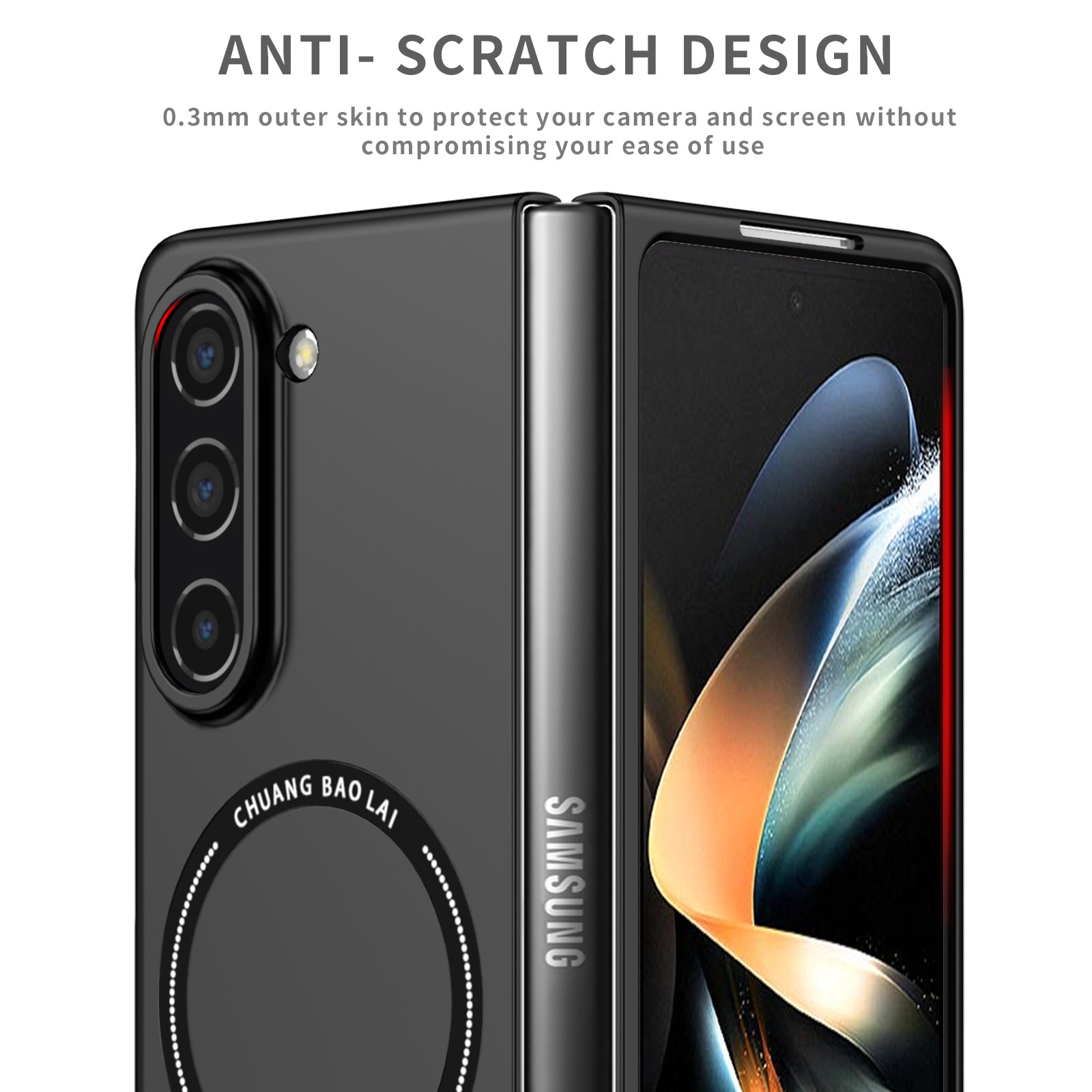 Uniqkart for Samsung Galaxy Z Fold5 5G Hard PC Phone Case Magnetic Cover Compatible with MagSafe - Black