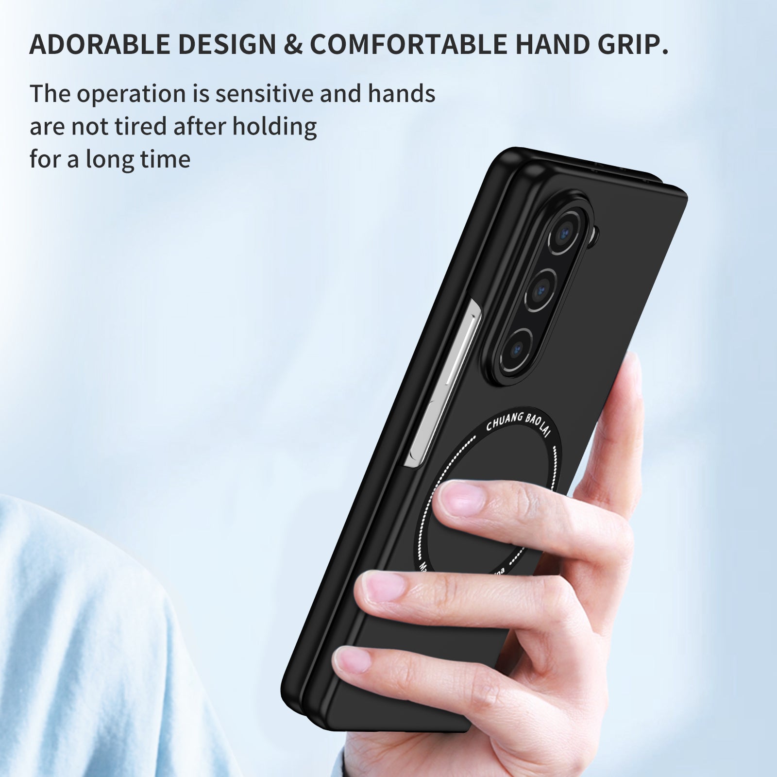 Uniqkart for Samsung Galaxy Z Fold5 5G Hard PC Phone Case Magnetic Cover Compatible with MagSafe - Black