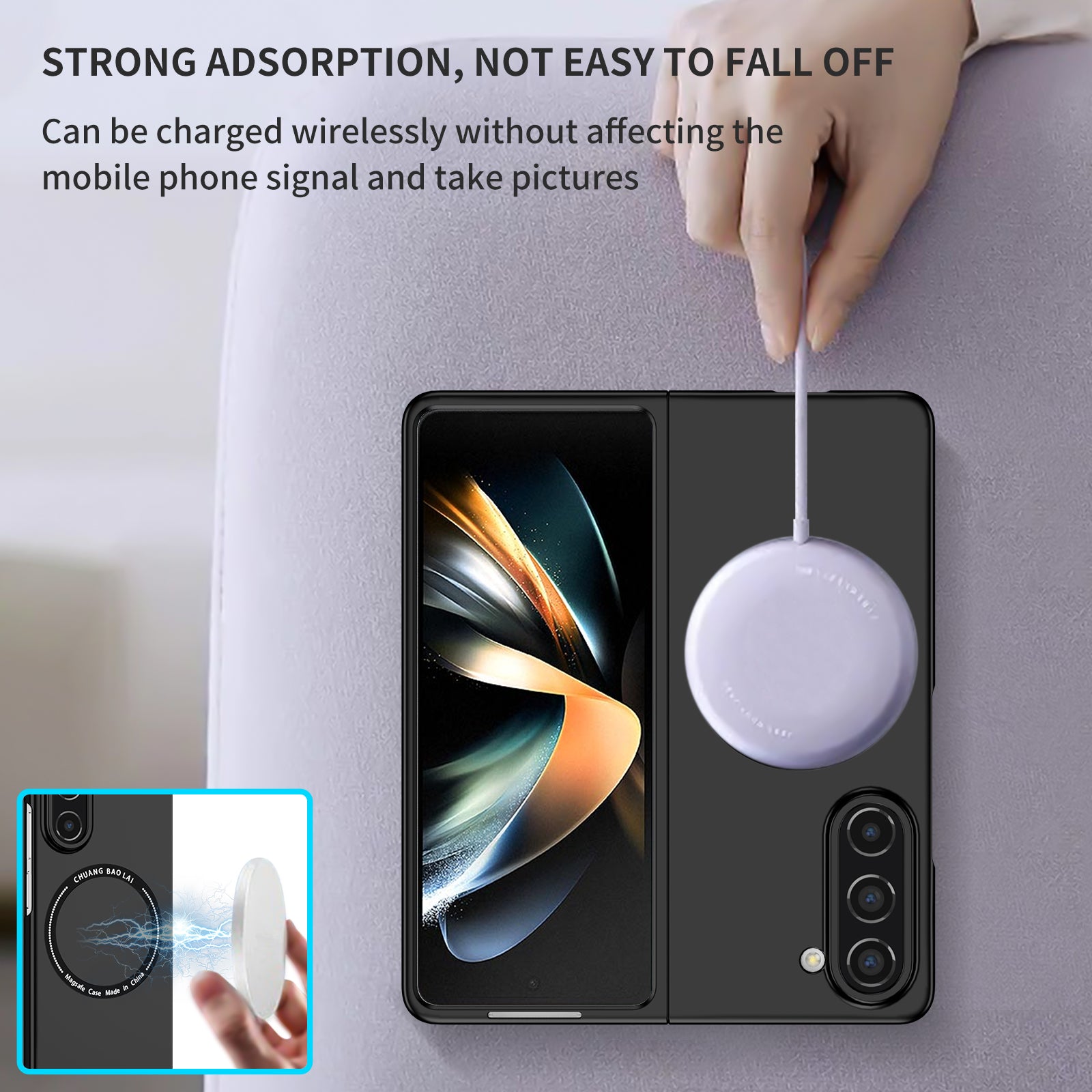 Uniqkart for Samsung Galaxy Z Fold5 5G Hard PC Phone Case Magnetic Cover Compatible with MagSafe - Black