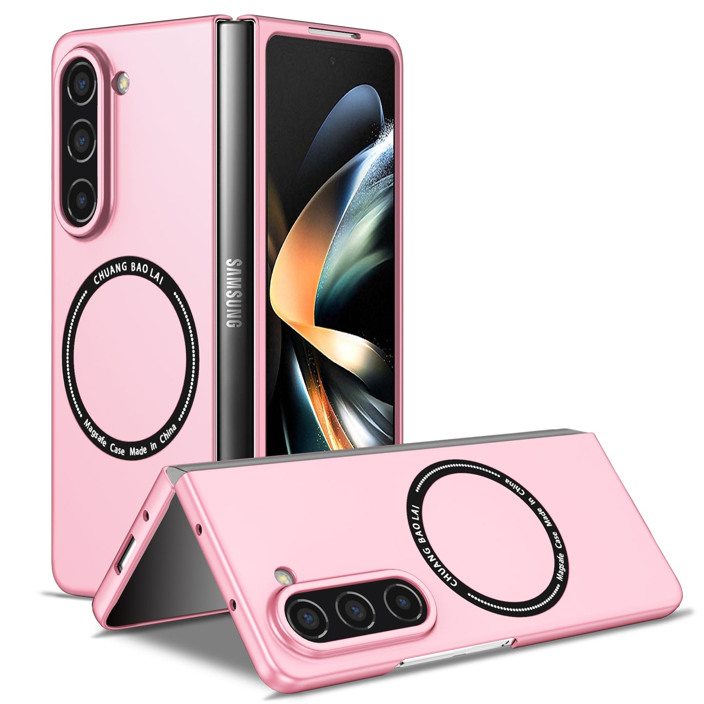 Uniqkart for Samsung Galaxy Z Fold5 5G Hard PC Phone Case Magnetic Cover Compatible with MagSafe - Pink