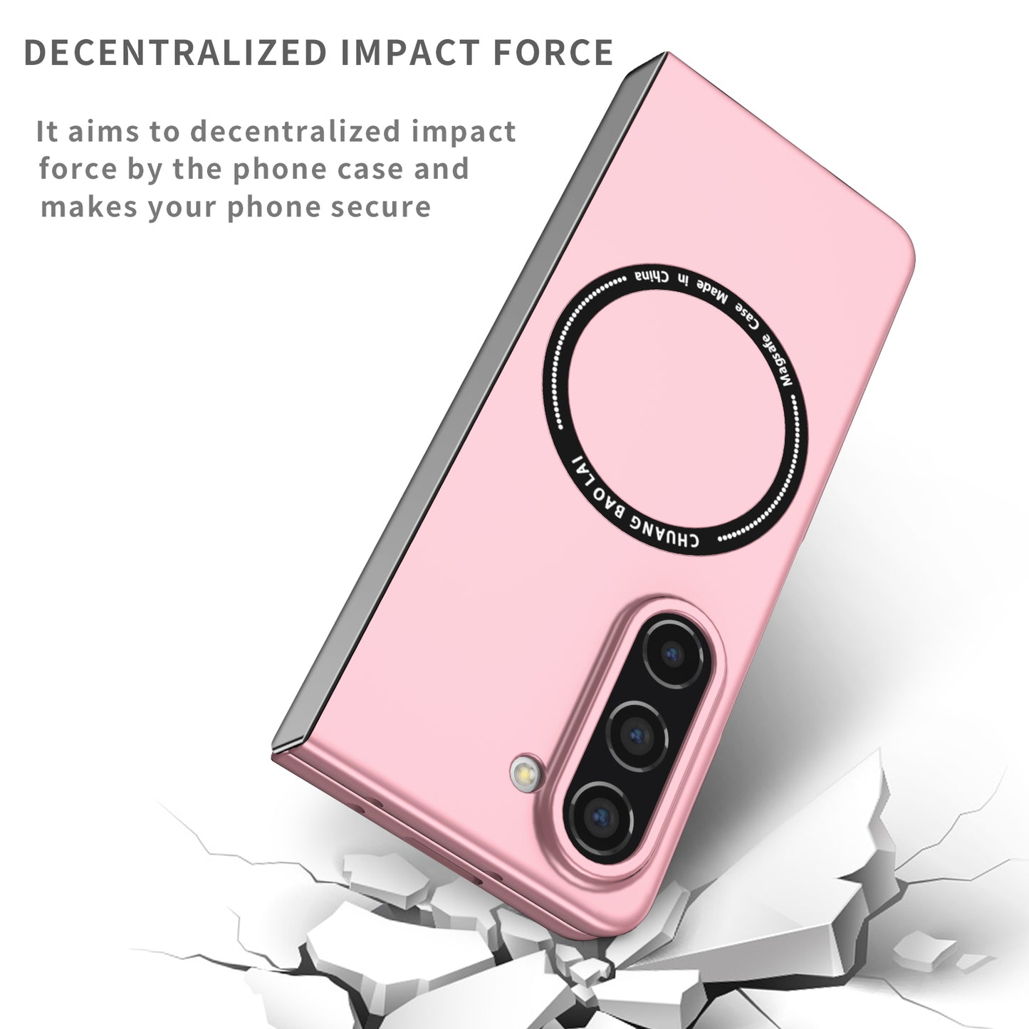 Uniqkart for Samsung Galaxy Z Fold5 5G Hard PC Phone Case Magnetic Cover Compatible with MagSafe - Pink