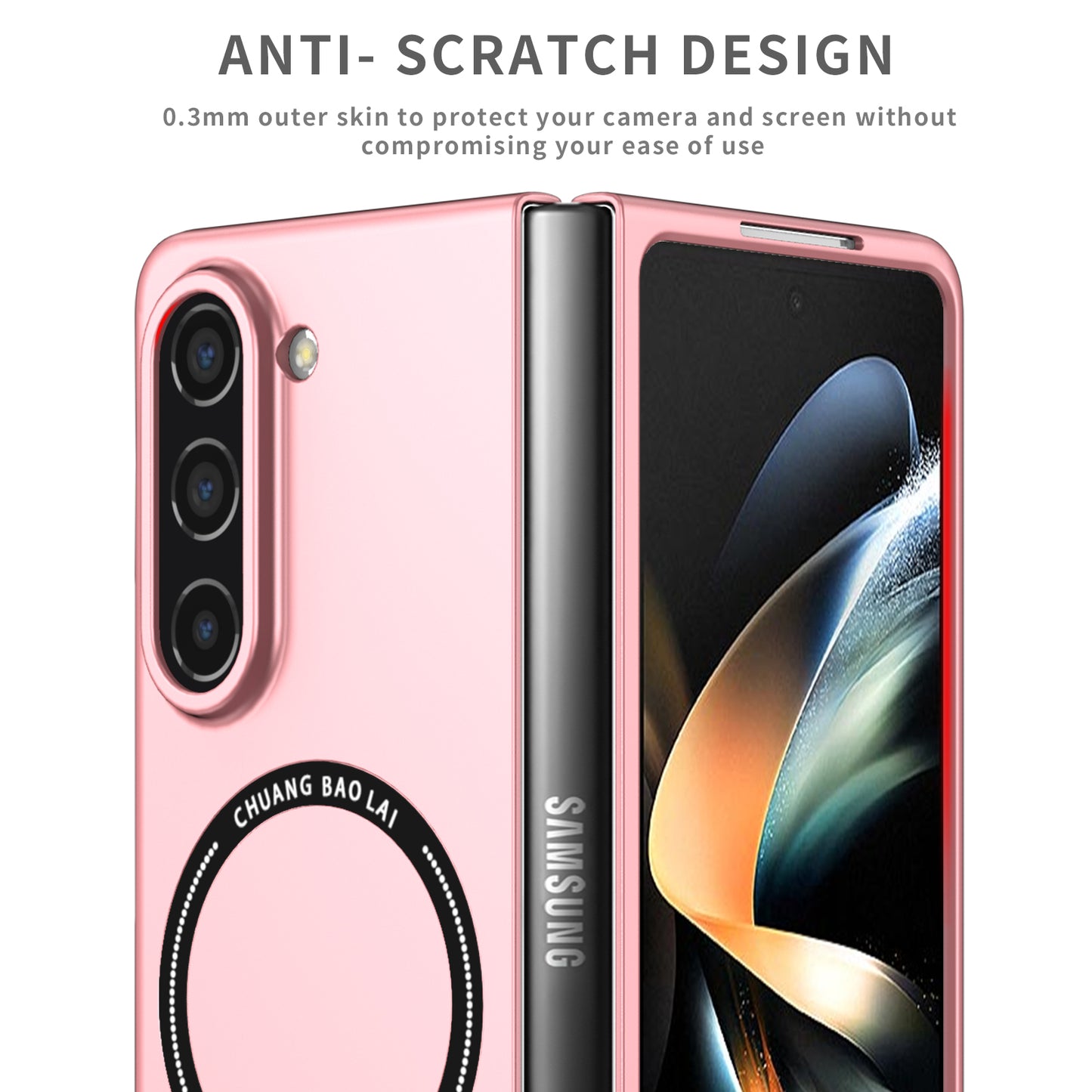 Uniqkart for Samsung Galaxy Z Fold5 5G Hard PC Phone Case Magnetic Cover Compatible with MagSafe - Pink