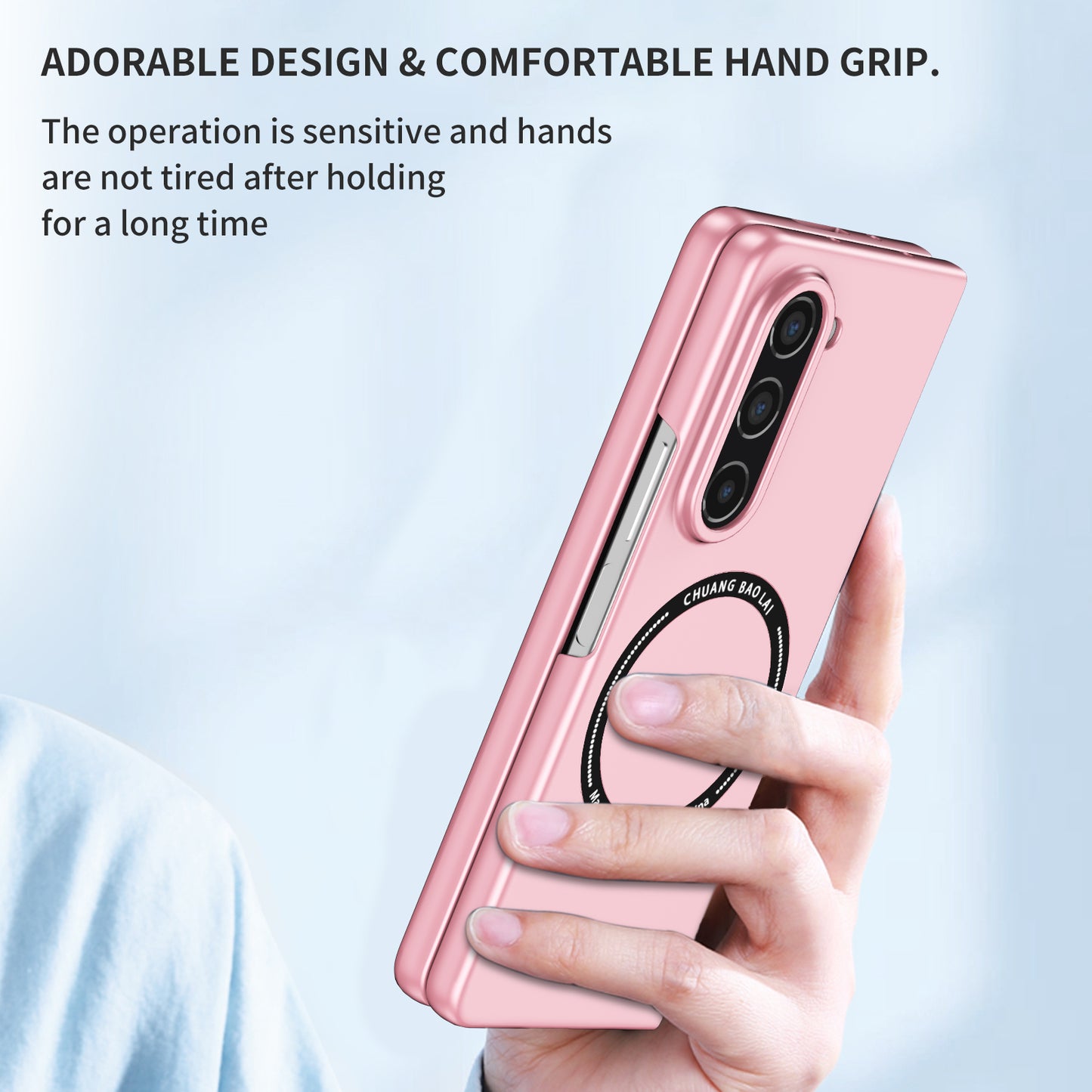 Uniqkart for Samsung Galaxy Z Fold5 5G Hard PC Phone Case Magnetic Cover Compatible with MagSafe - Pink