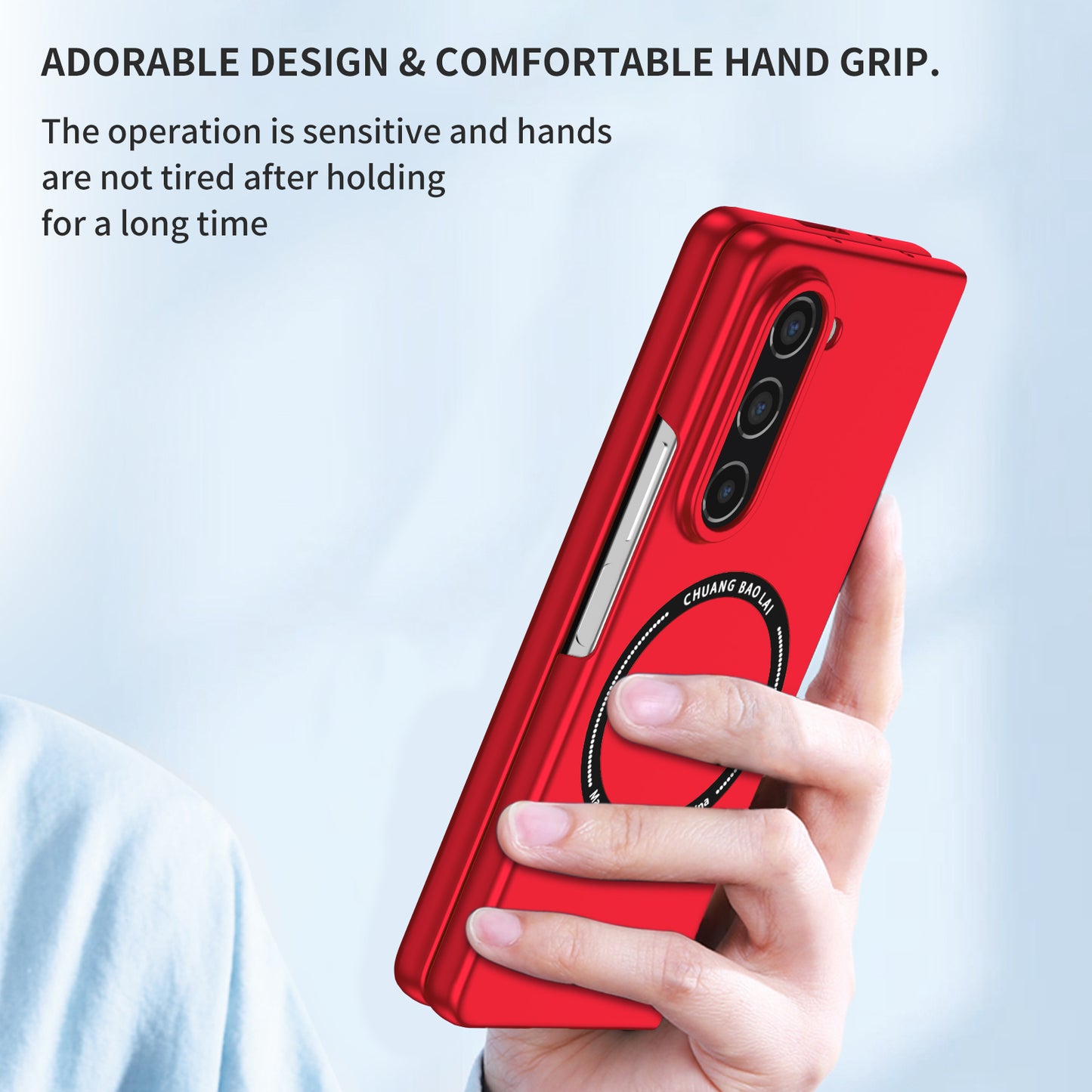 Uniqkart for Samsung Galaxy Z Fold5 5G Hard PC Phone Case Magnetic Cover Compatible with MagSafe - Red