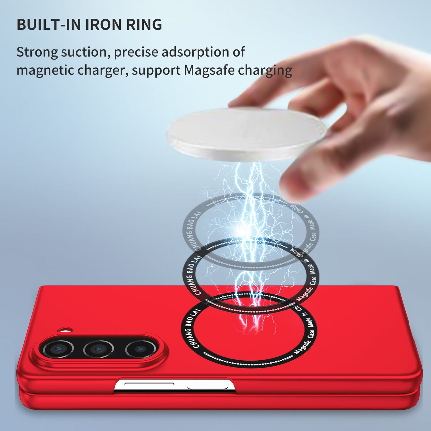 Uniqkart for Samsung Galaxy Z Fold5 5G Hard PC Phone Case Magnetic Cover Compatible with MagSafe - Red