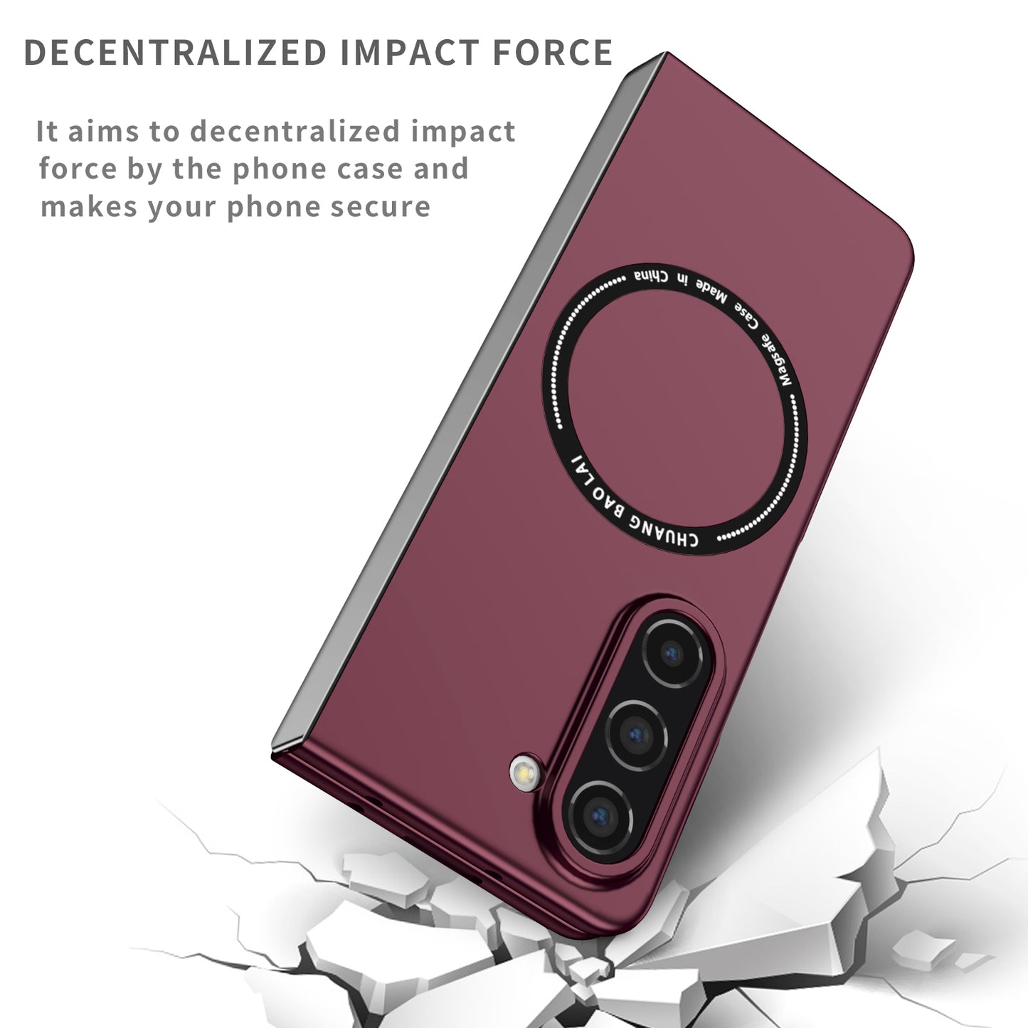 Uniqkart for Samsung Galaxy Z Fold5 5G Hard PC Phone Case Magnetic Cover Compatible with MagSafe - Wine Red