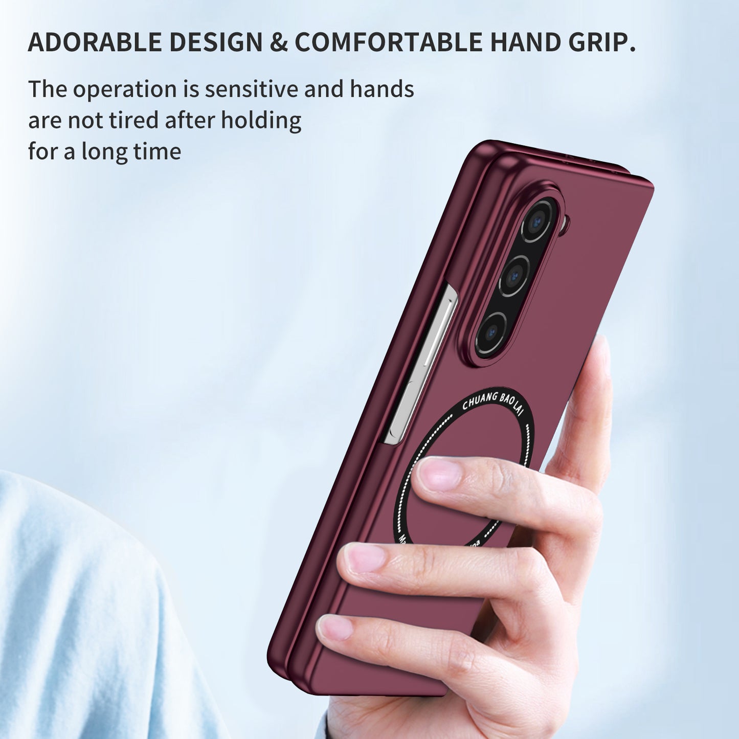 Uniqkart for Samsung Galaxy Z Fold5 5G Hard PC Phone Case Magnetic Cover Compatible with MagSafe - Wine Red