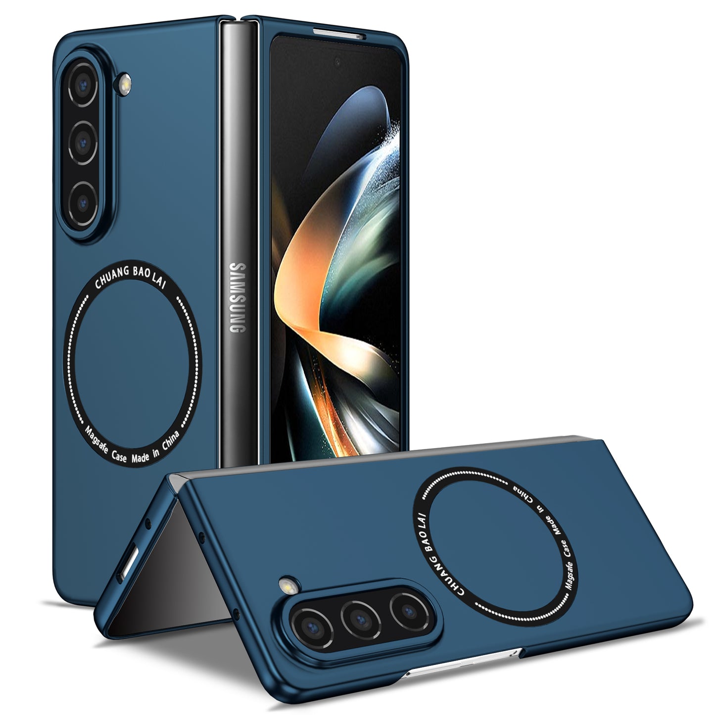 Uniqkart for Samsung Galaxy Z Fold5 5G Hard PC Phone Case Magnetic Cover Compatible with MagSafe - Sapphire