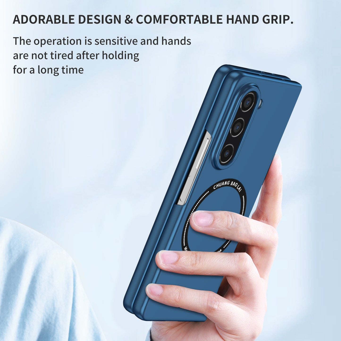 Uniqkart for Samsung Galaxy Z Fold5 5G Hard PC Phone Case Magnetic Cover Compatible with MagSafe - Sapphire