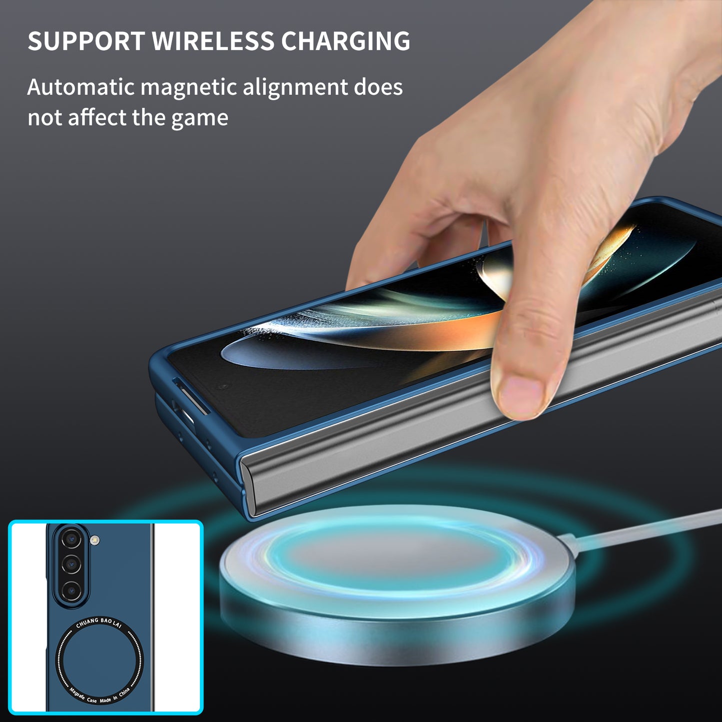 Uniqkart for Samsung Galaxy Z Fold5 5G Hard PC Phone Case Magnetic Cover Compatible with MagSafe - Sapphire