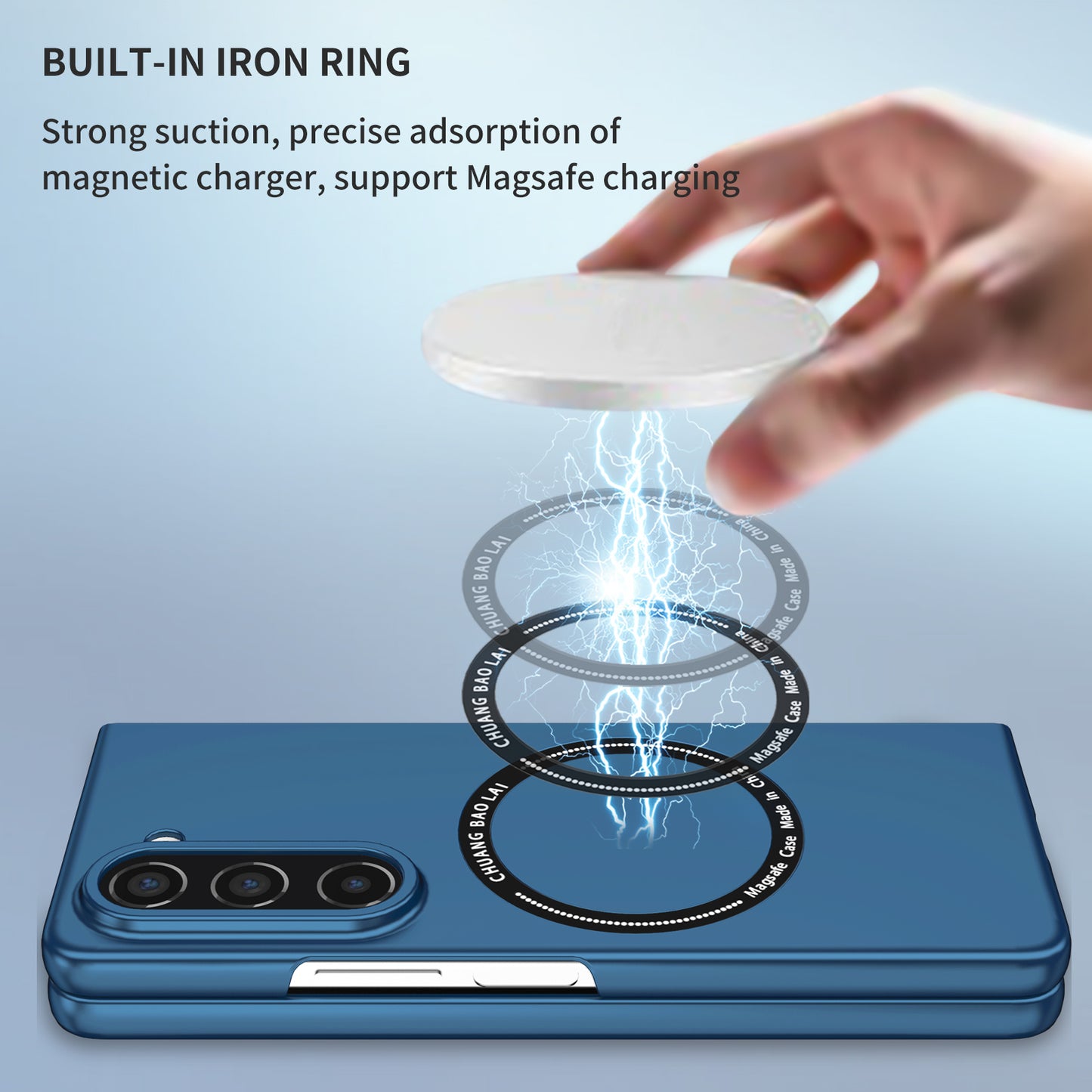 Uniqkart for Samsung Galaxy Z Fold5 5G Hard PC Phone Case Magnetic Cover Compatible with MagSafe - Sapphire