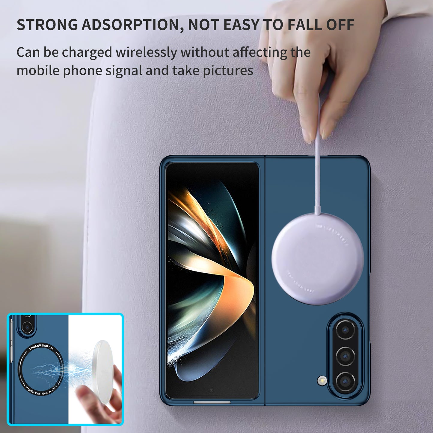 Uniqkart for Samsung Galaxy Z Fold5 5G Hard PC Phone Case Magnetic Cover Compatible with MagSafe - Sapphire