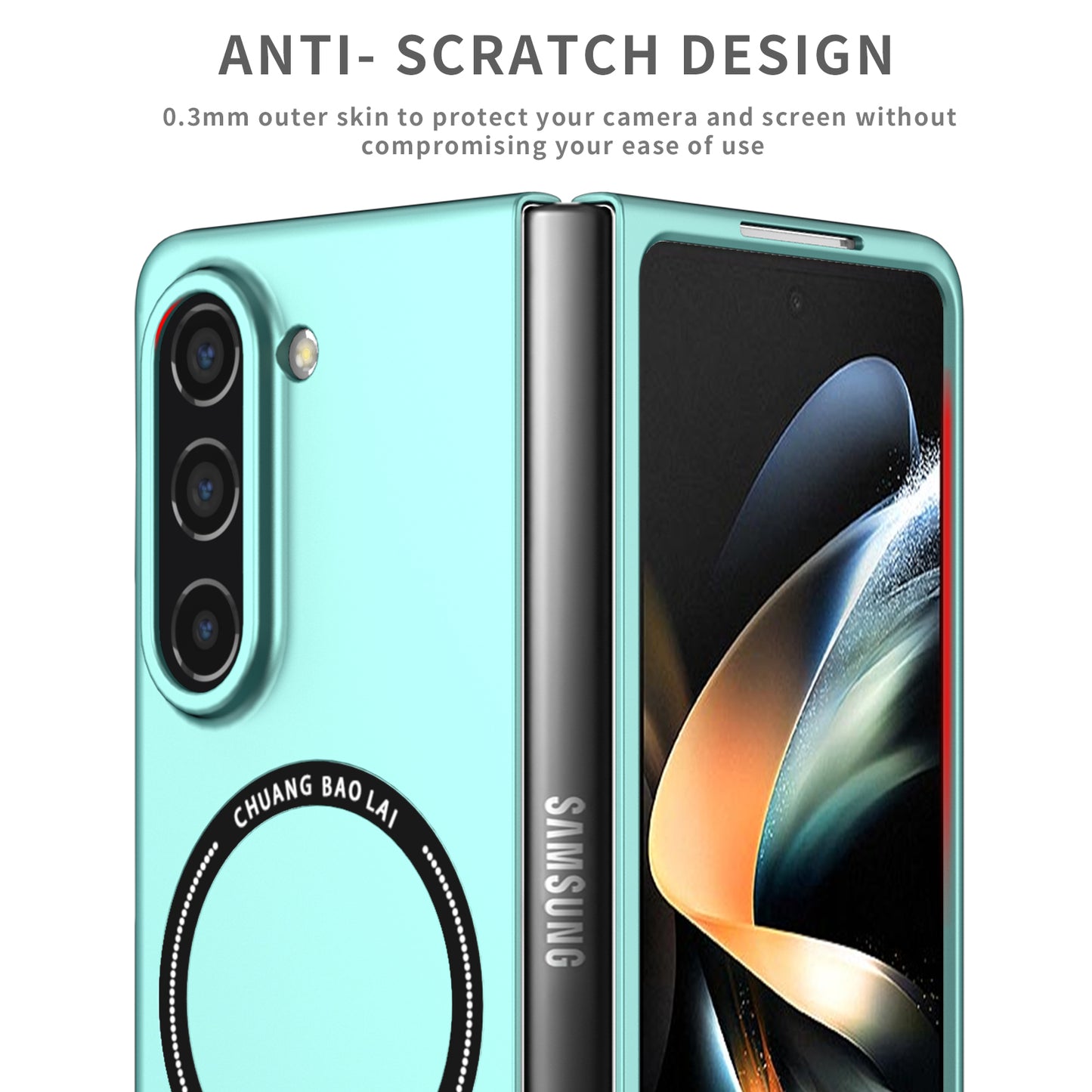 Uniqkart for Samsung Galaxy Z Fold5 5G Hard PC Phone Case Magnetic Cover Compatible with MagSafe - Light Green