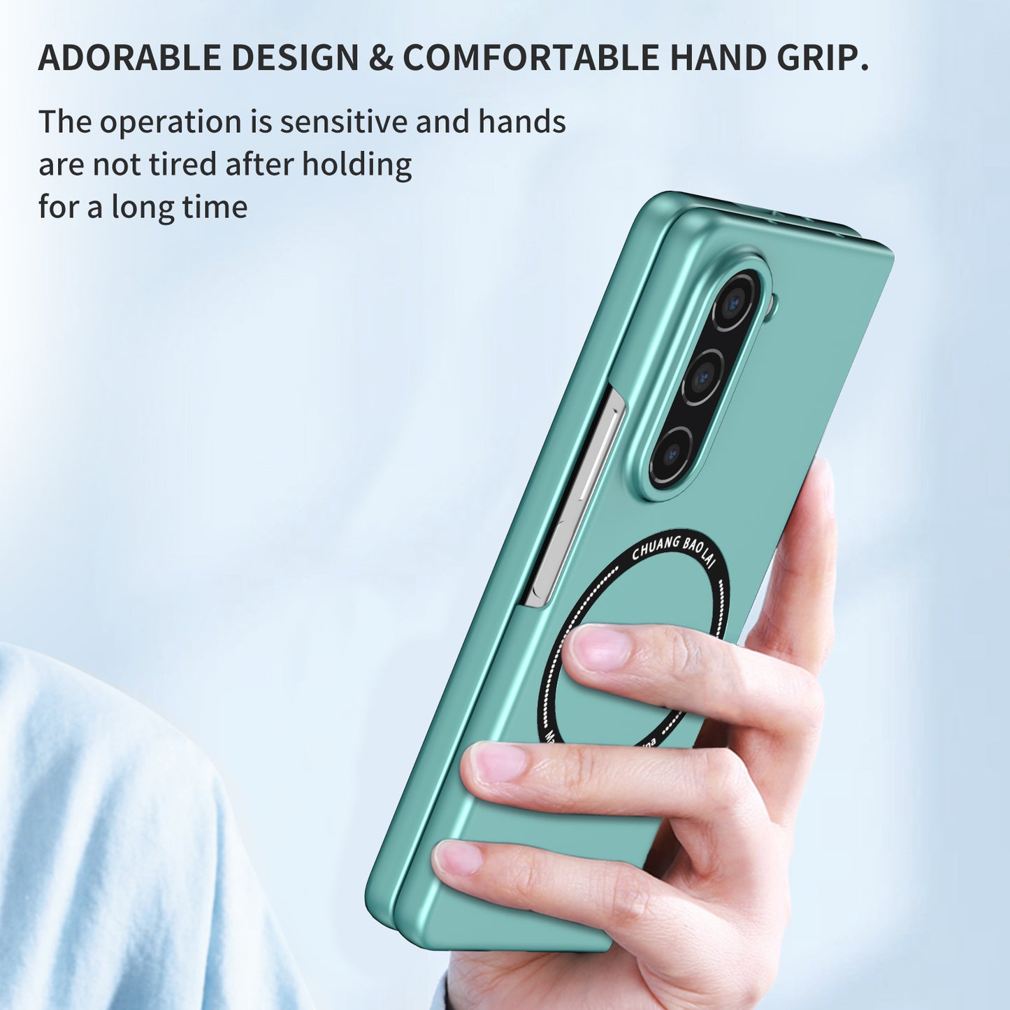 Uniqkart for Samsung Galaxy Z Fold5 5G Hard PC Phone Case Magnetic Cover Compatible with MagSafe - Light Green