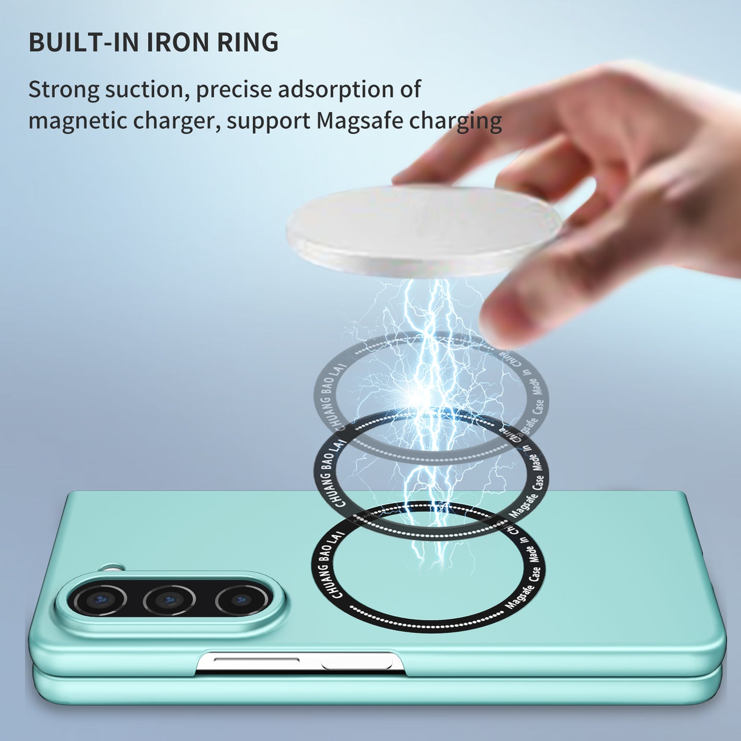 Uniqkart for Samsung Galaxy Z Fold5 5G Hard PC Phone Case Magnetic Cover Compatible with MagSafe - Light Green