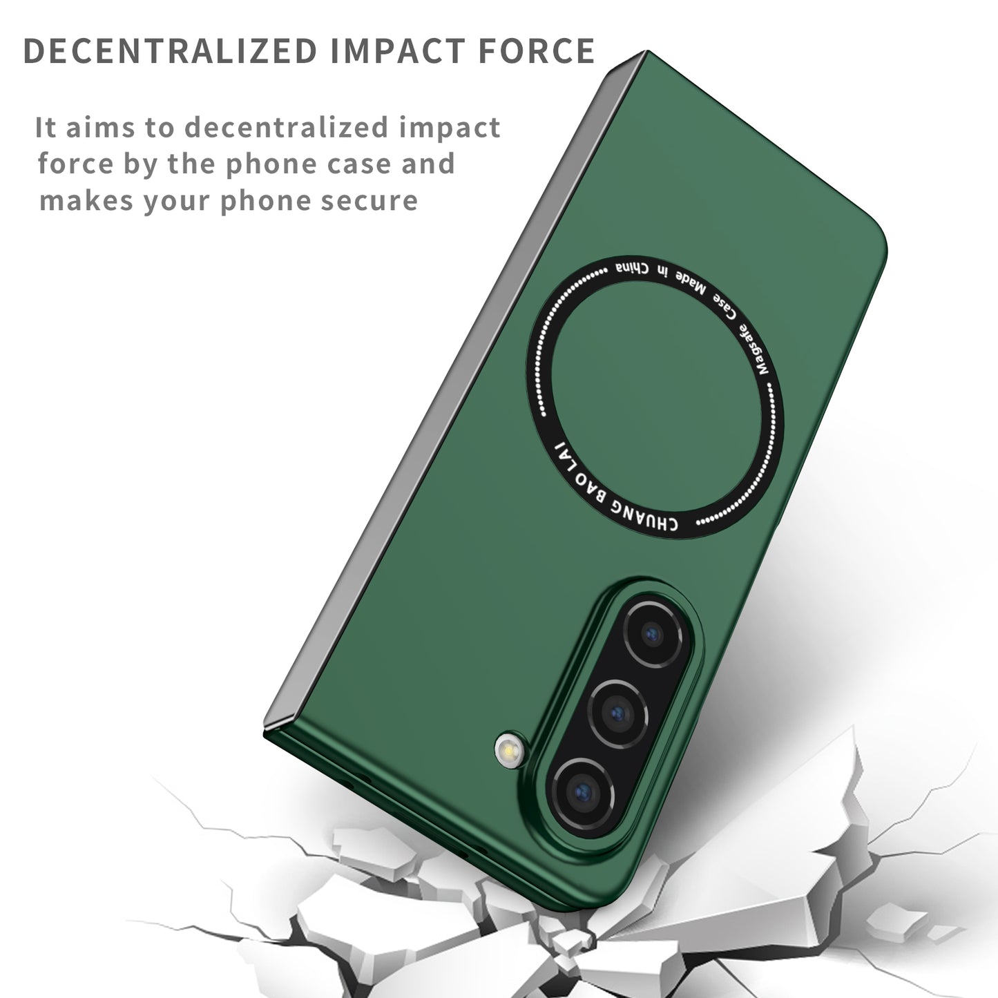 Uniqkart for Samsung Galaxy Z Fold5 5G Hard PC Phone Case Magnetic Cover Compatible with MagSafe - Blackish Green