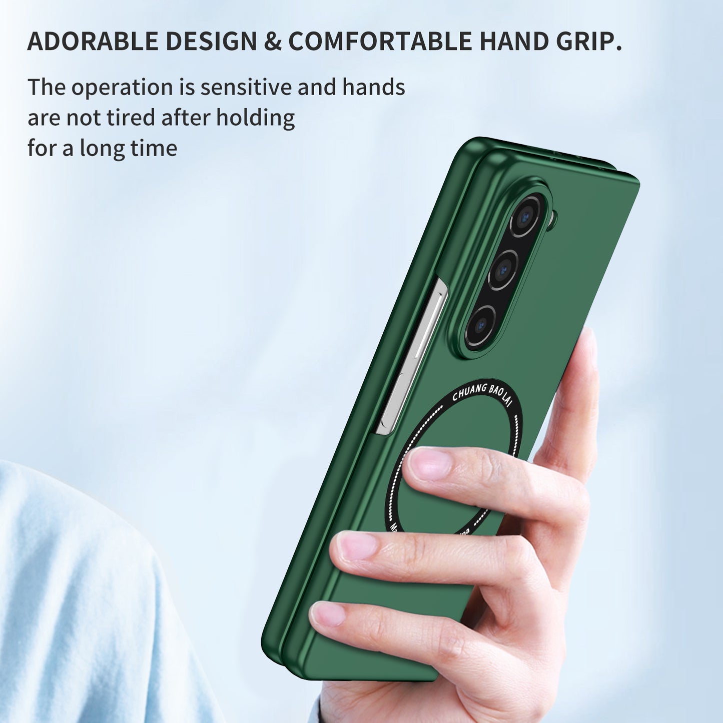 Uniqkart for Samsung Galaxy Z Fold5 5G Hard PC Phone Case Magnetic Cover Compatible with MagSafe - Blackish Green