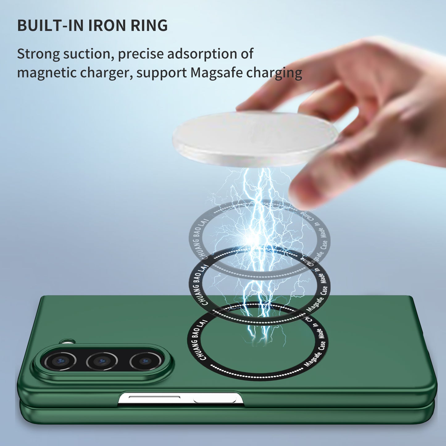 Uniqkart for Samsung Galaxy Z Fold5 5G Hard PC Phone Case Magnetic Cover Compatible with MagSafe - Blackish Green