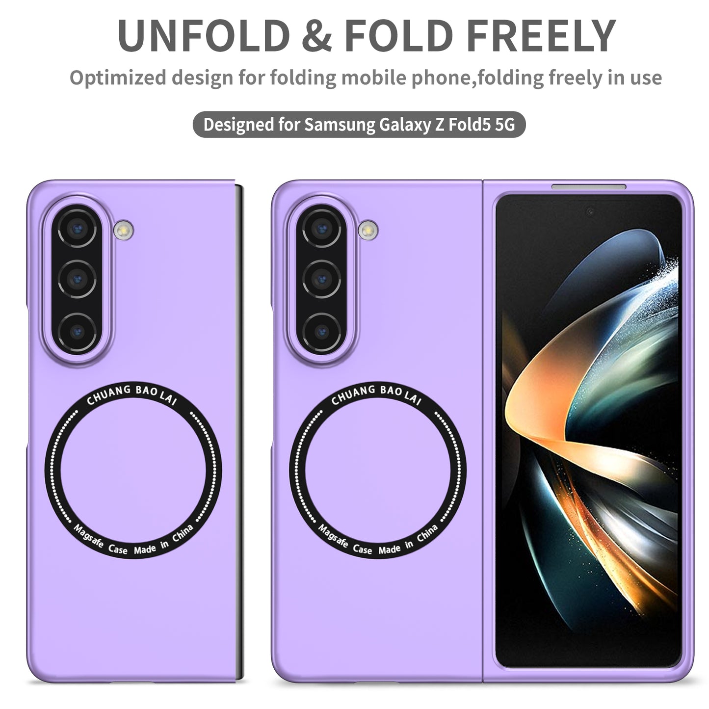 Uniqkart for Samsung Galaxy Z Fold5 5G Hard PC Phone Case Magnetic Cover Compatible with MagSafe - Purple