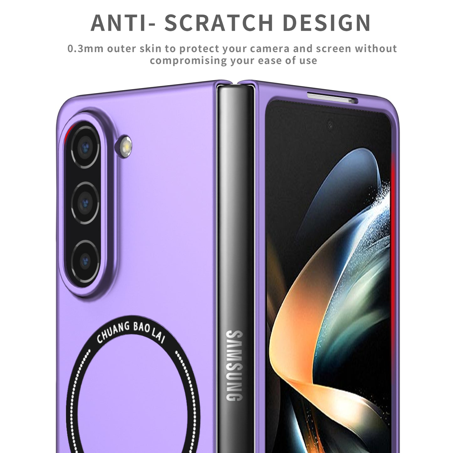 Uniqkart for Samsung Galaxy Z Fold5 5G Hard PC Phone Case Magnetic Cover Compatible with MagSafe - Purple