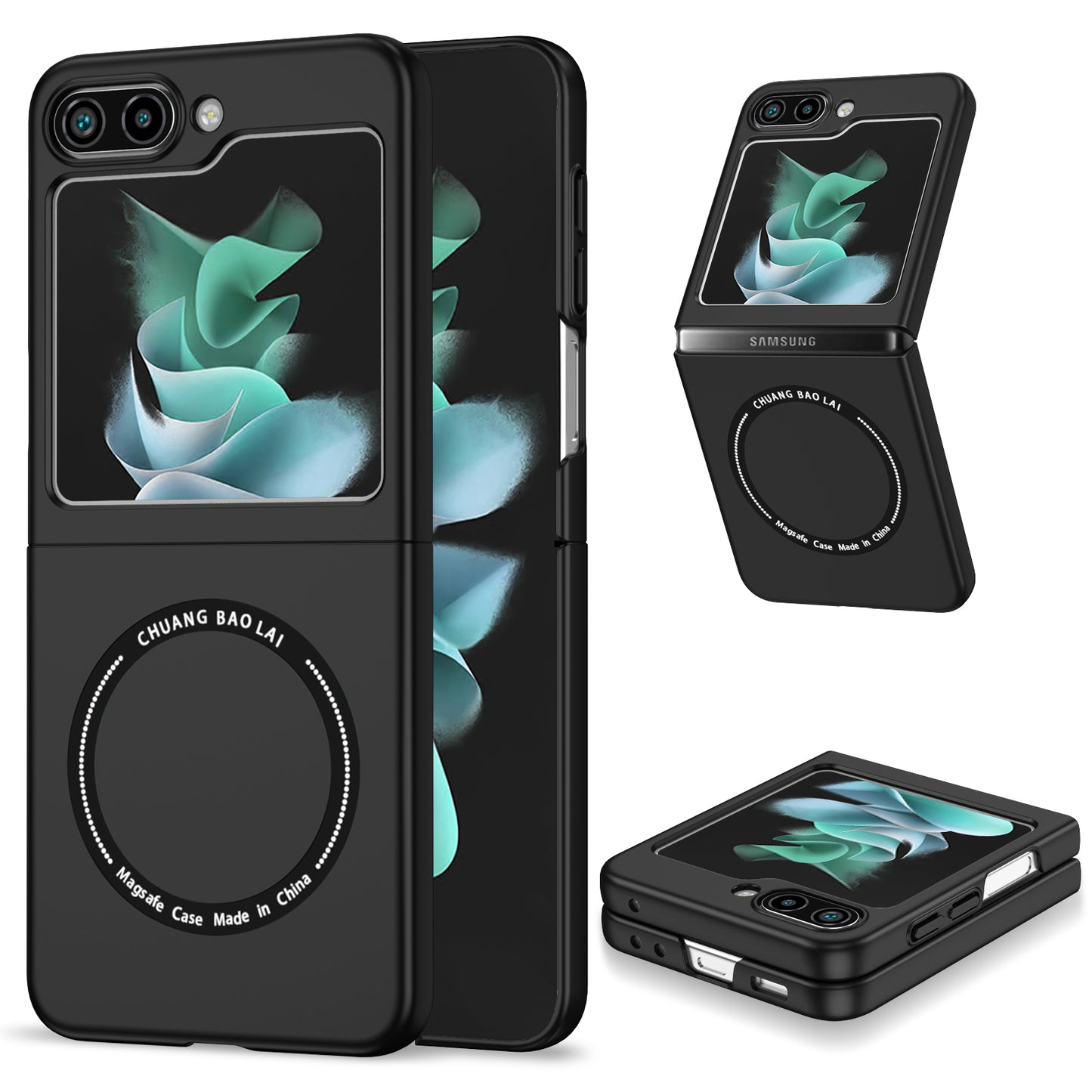 Uniqkart for Samsung Galaxy Z Flip5 5G Magnetic Phone Case Compatible with MagSafe Hard PC Back Cover - Black