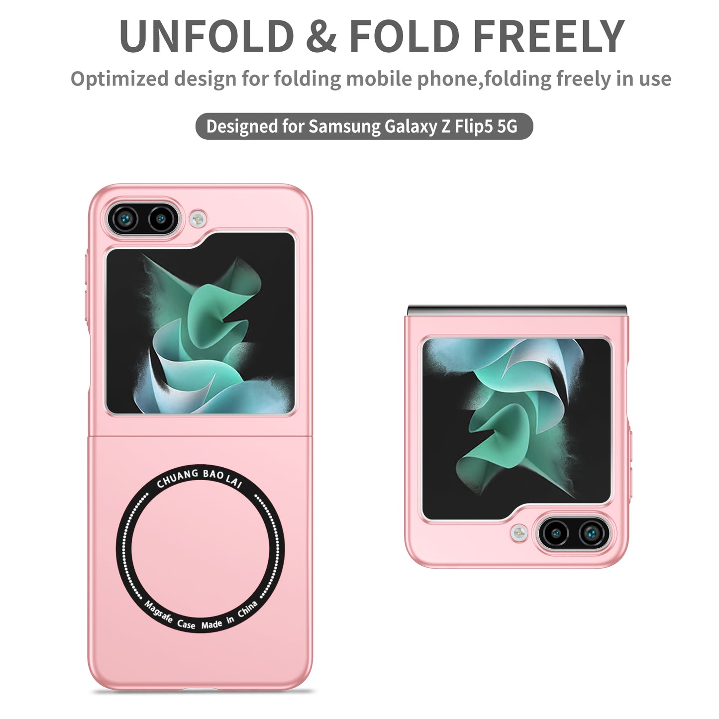 Uniqkart for Samsung Galaxy Z Flip5 5G Magnetic Phone Case Compatible with MagSafe Hard PC Back Cover - Pink