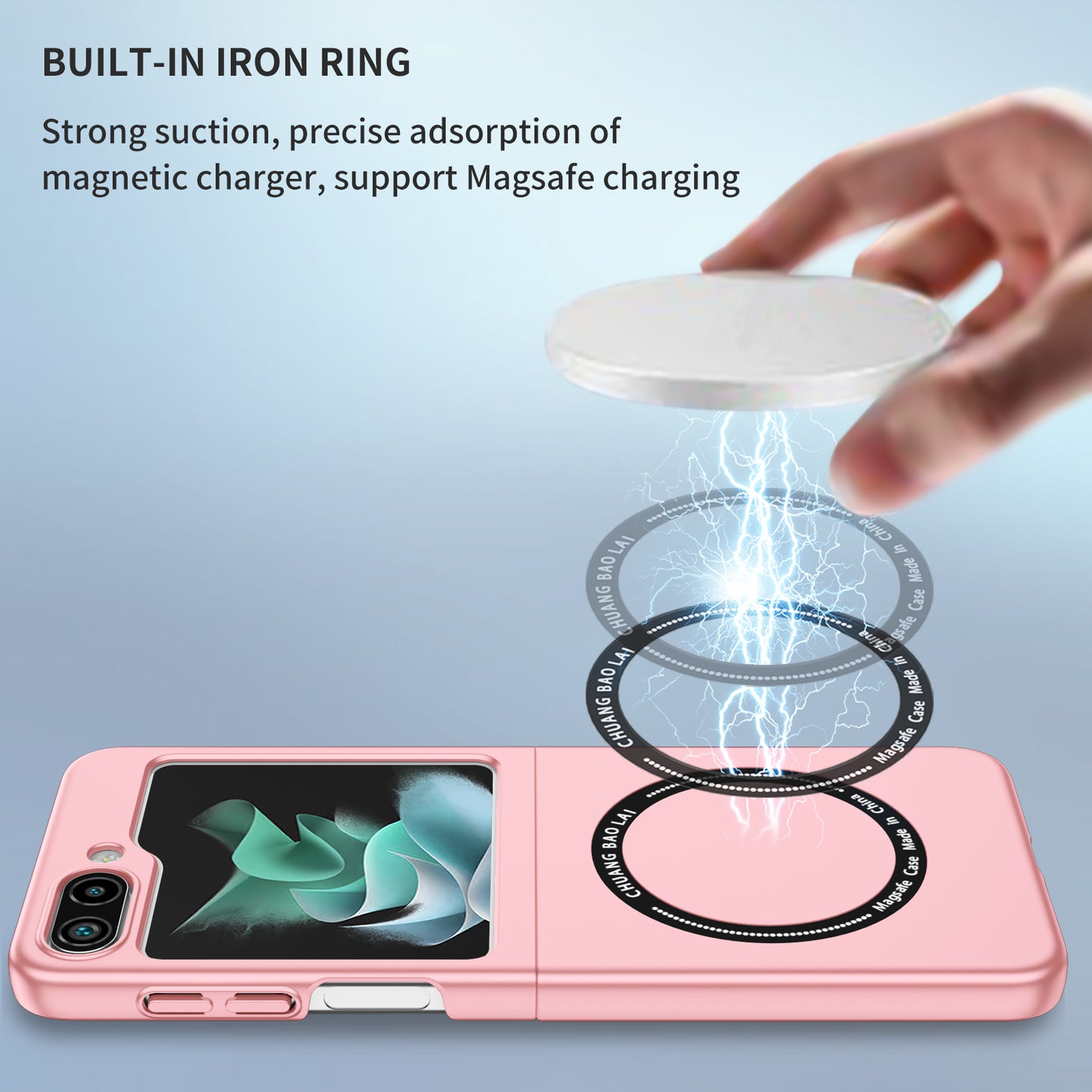 Uniqkart for Samsung Galaxy Z Flip5 5G Magnetic Phone Case Compatible with MagSafe Hard PC Back Cover - Pink