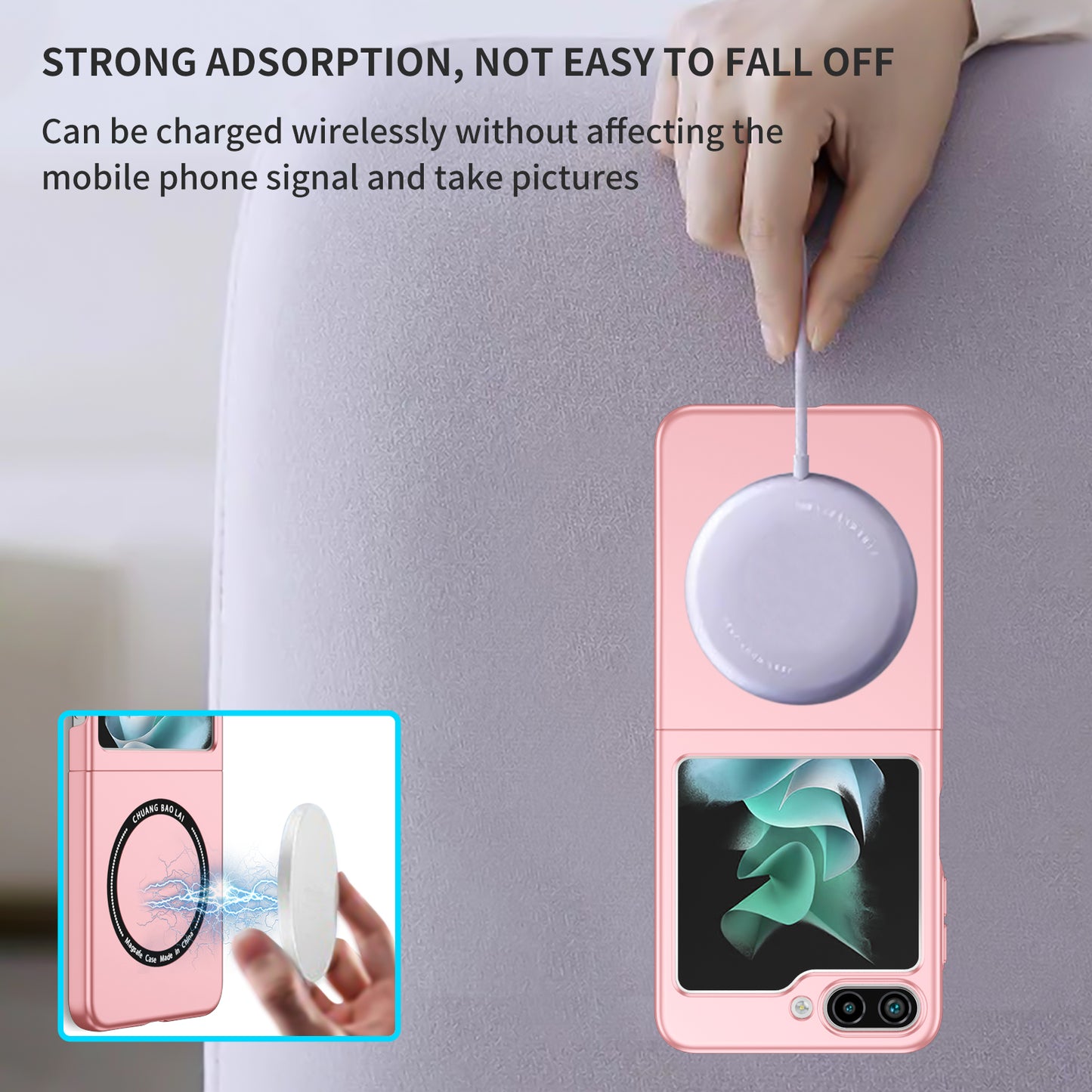 Uniqkart for Samsung Galaxy Z Flip5 5G Magnetic Phone Case Compatible with MagSafe Hard PC Back Cover - Pink