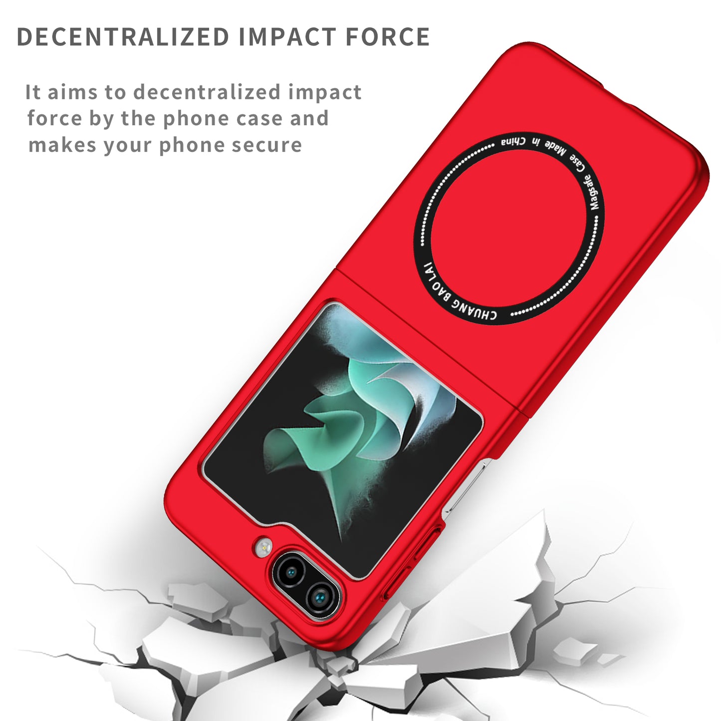 Uniqkart for Samsung Galaxy Z Flip5 5G Magnetic Phone Case Compatible with MagSafe Hard PC Back Cover - Red