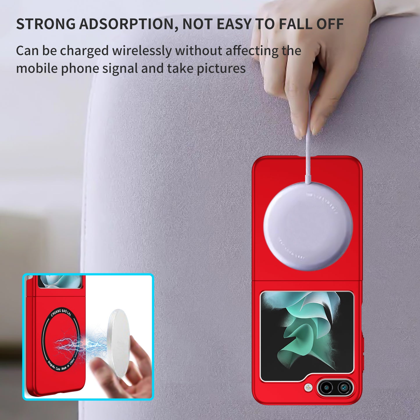Uniqkart for Samsung Galaxy Z Flip5 5G Magnetic Phone Case Compatible with MagSafe Hard PC Back Cover - Red