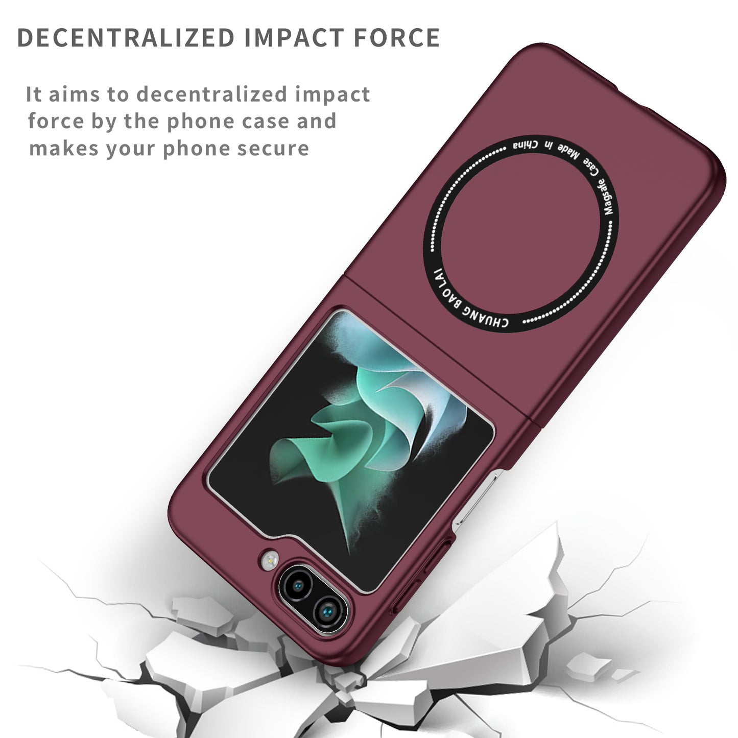 Uniqkart for Samsung Galaxy Z Flip5 5G Magnetic Phone Case Compatible with MagSafe Hard PC Back Cover - Wine Red