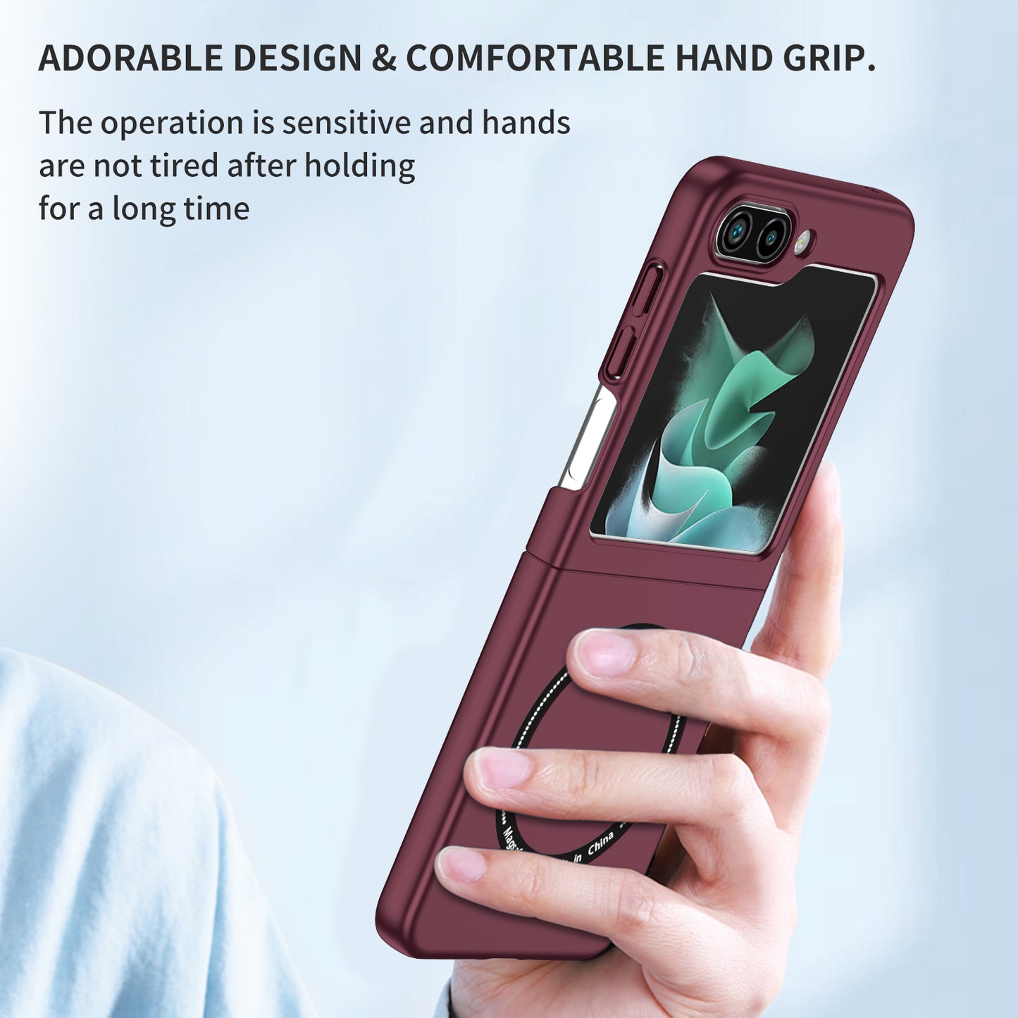 Uniqkart for Samsung Galaxy Z Flip5 5G Magnetic Phone Case Compatible with MagSafe Hard PC Back Cover - Wine Red