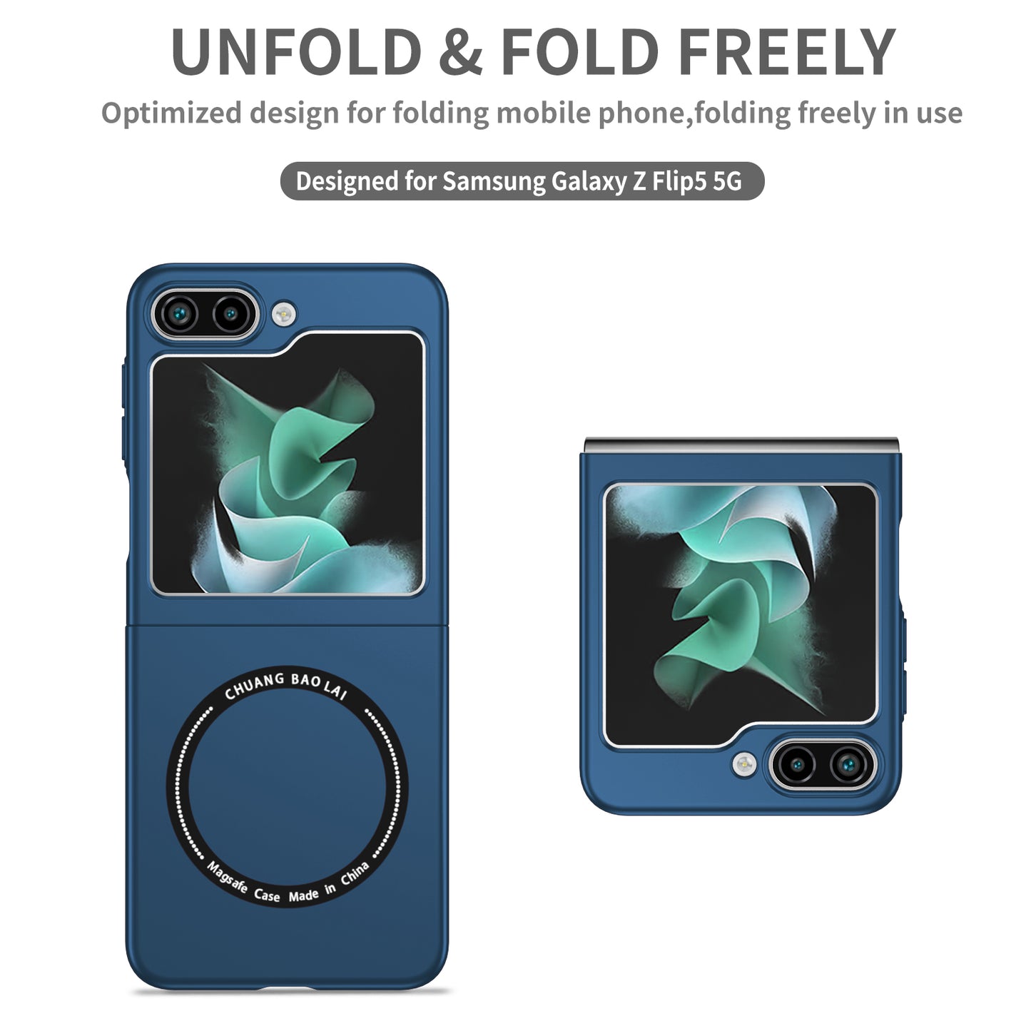 Uniqkart for Samsung Galaxy Z Flip5 5G Magnetic Phone Case Compatible with MagSafe Hard PC Back Cover - Sapphire