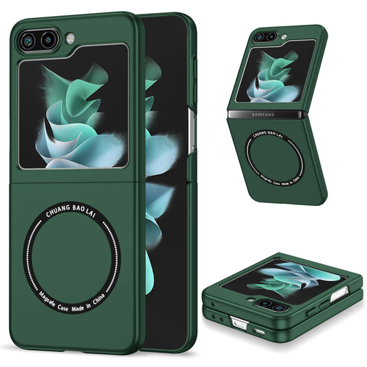 for Samsung Galaxy Z Flip5 5G Magnetic Phone Case Compatible with MagSafe Hard PC Back Cover - Blackish Green