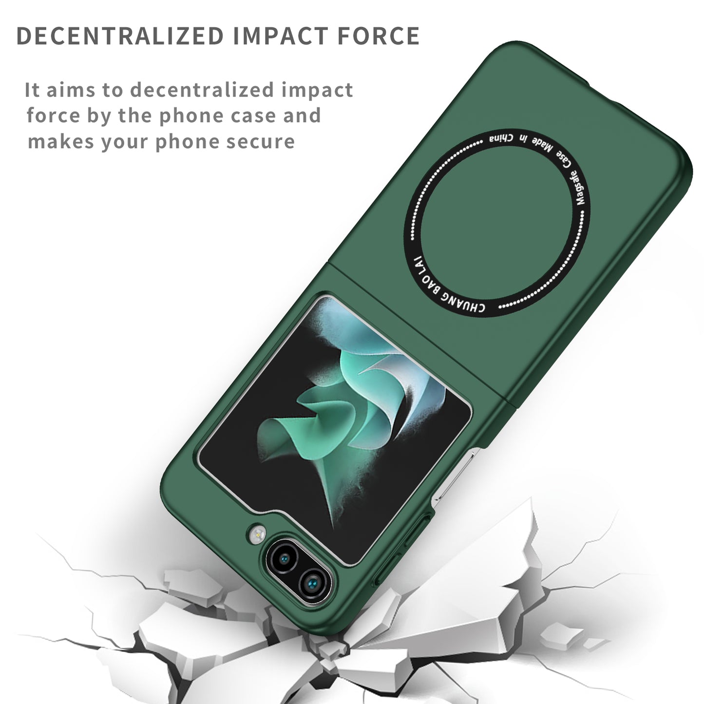 for Samsung Galaxy Z Flip5 5G Magnetic Phone Case Compatible with MagSafe Hard PC Back Cover - Blackish Green