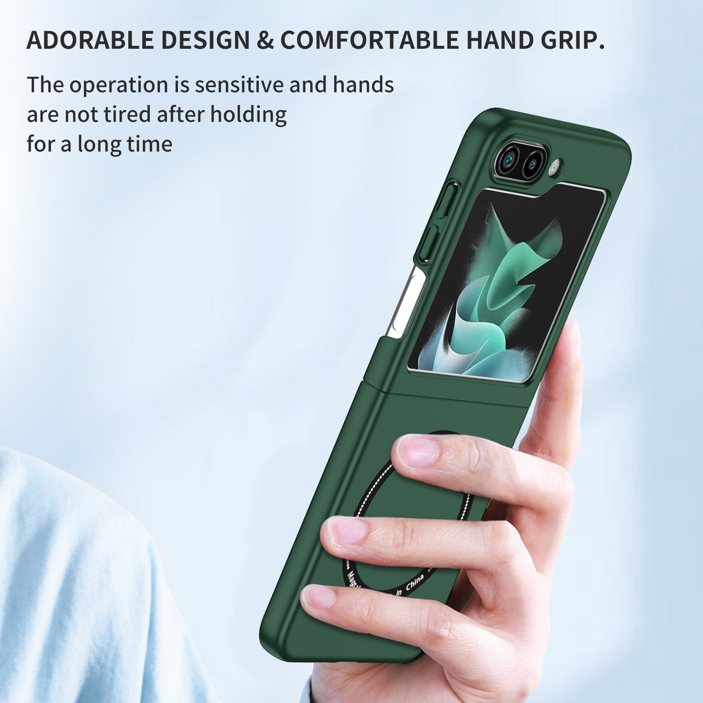 for Samsung Galaxy Z Flip5 5G Magnetic Phone Case Compatible with MagSafe Hard PC Back Cover - Blackish Green