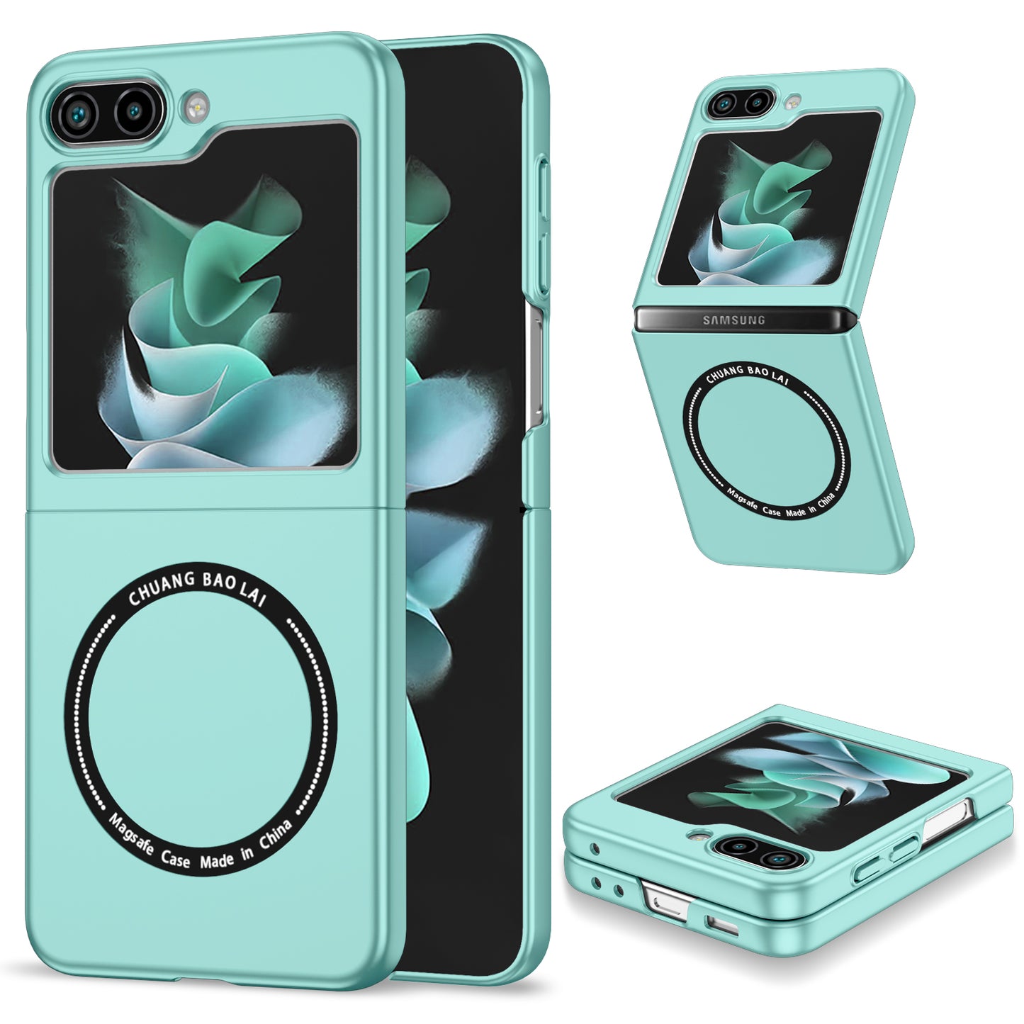 Uniqkart for Samsung Galaxy Z Flip5 5G Magnetic Phone Case Compatible with MagSafe Hard PC Back Cover - Light Green