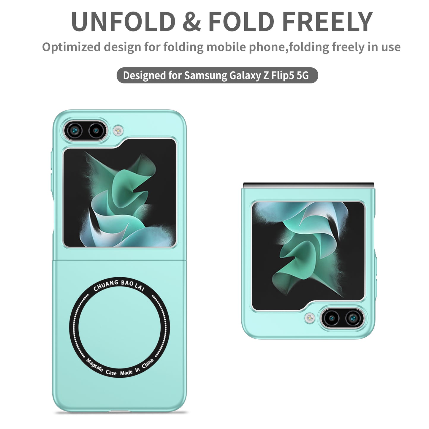 Uniqkart for Samsung Galaxy Z Flip5 5G Magnetic Phone Case Compatible with MagSafe Hard PC Back Cover - Light Green