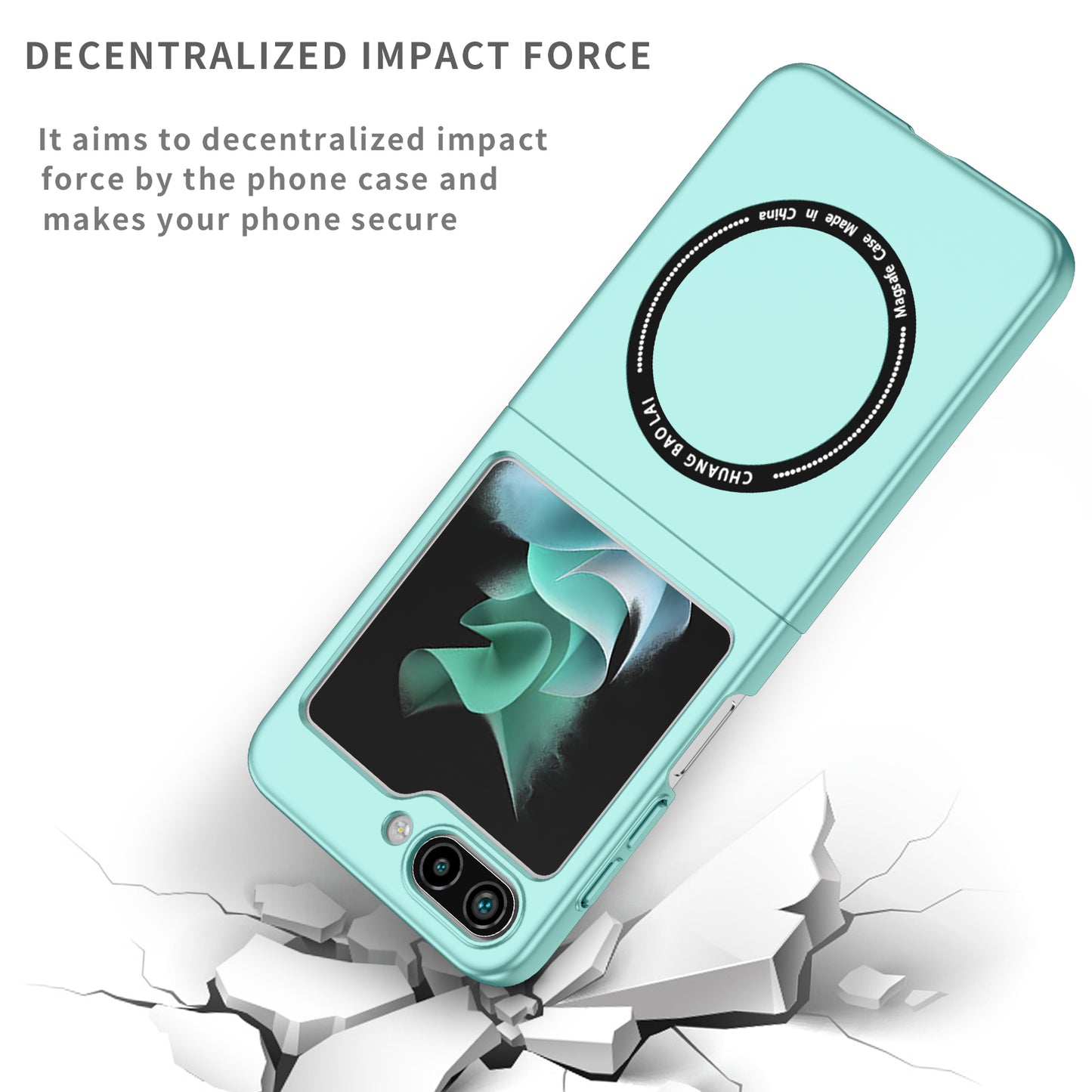 Uniqkart for Samsung Galaxy Z Flip5 5G Magnetic Phone Case Compatible with MagSafe Hard PC Back Cover - Light Green