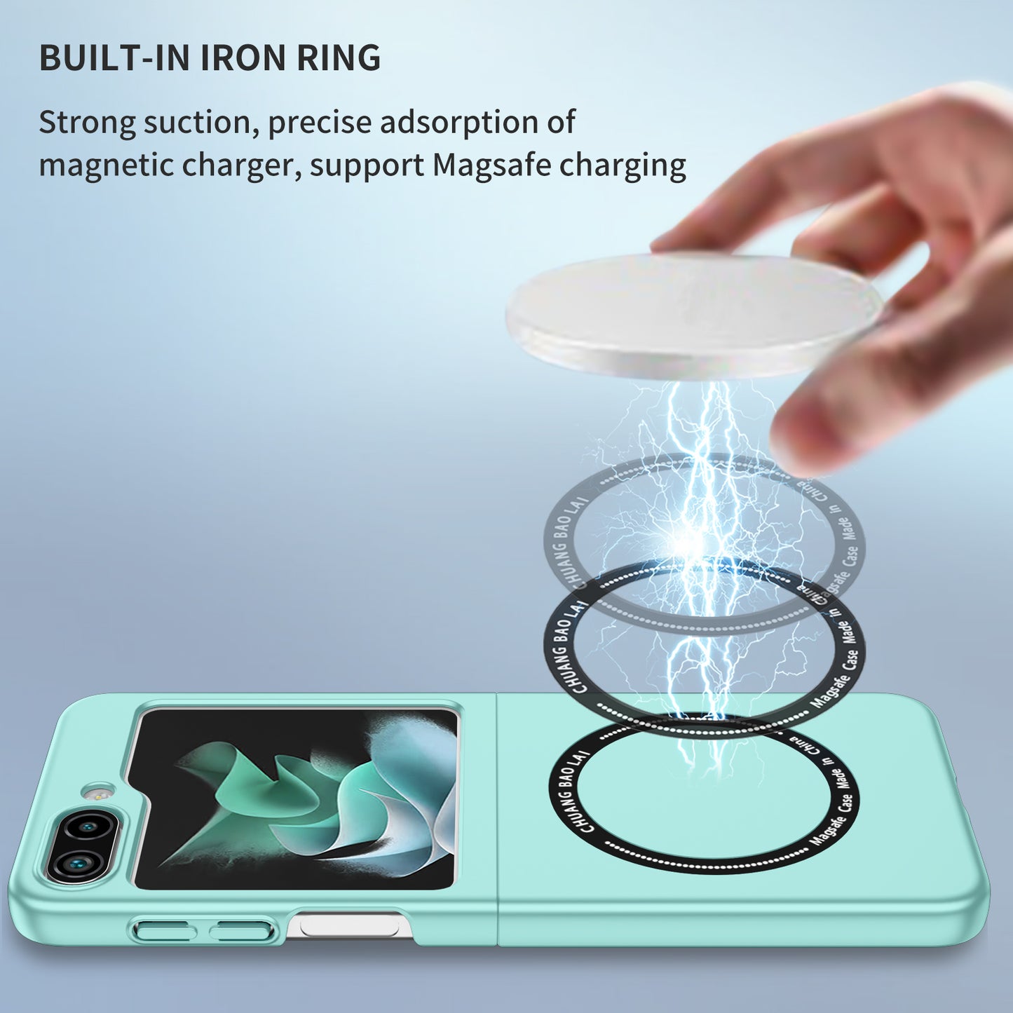 Uniqkart for Samsung Galaxy Z Flip5 5G Magnetic Phone Case Compatible with MagSafe Hard PC Back Cover - Light Green