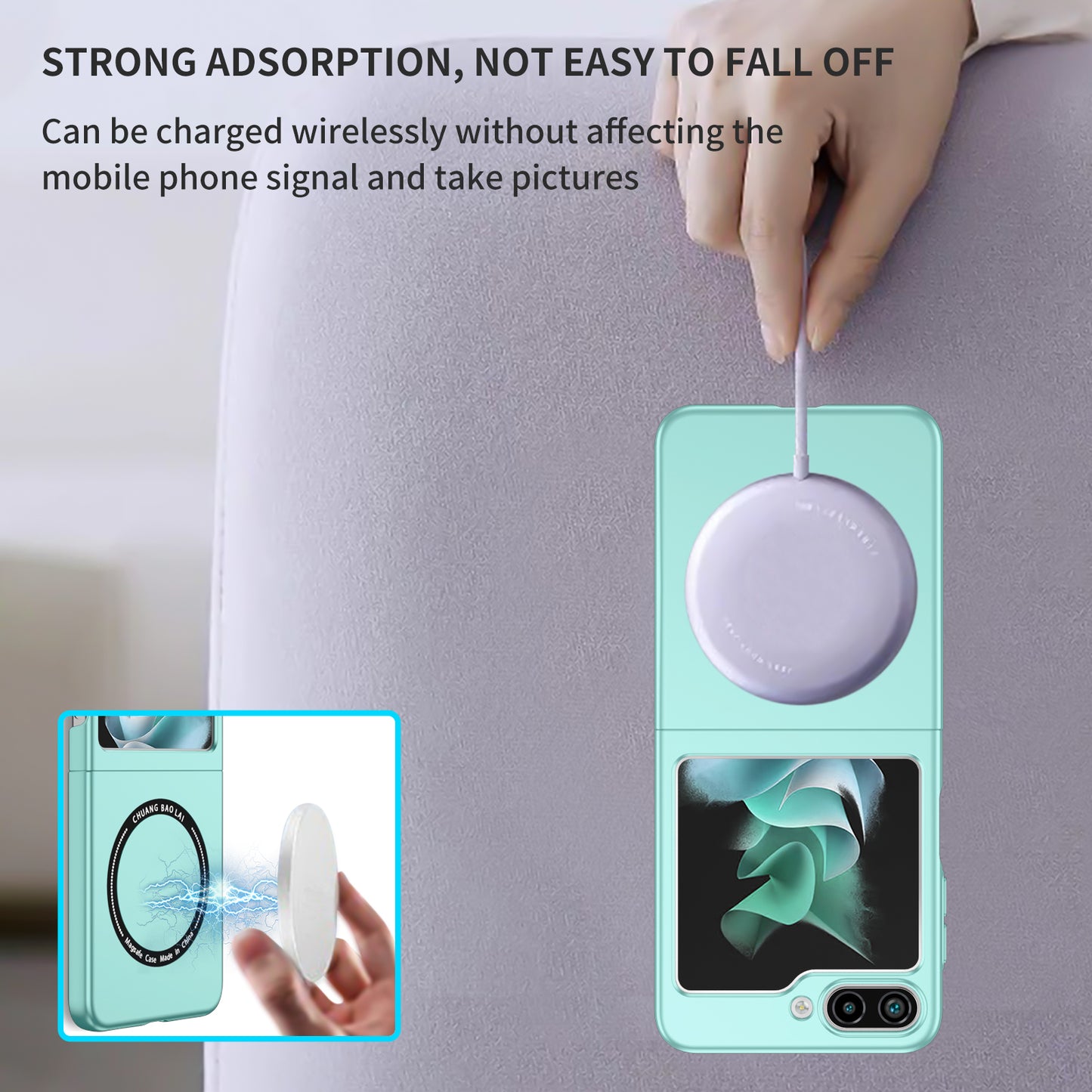 Uniqkart for Samsung Galaxy Z Flip5 5G Magnetic Phone Case Compatible with MagSafe Hard PC Back Cover - Light Green